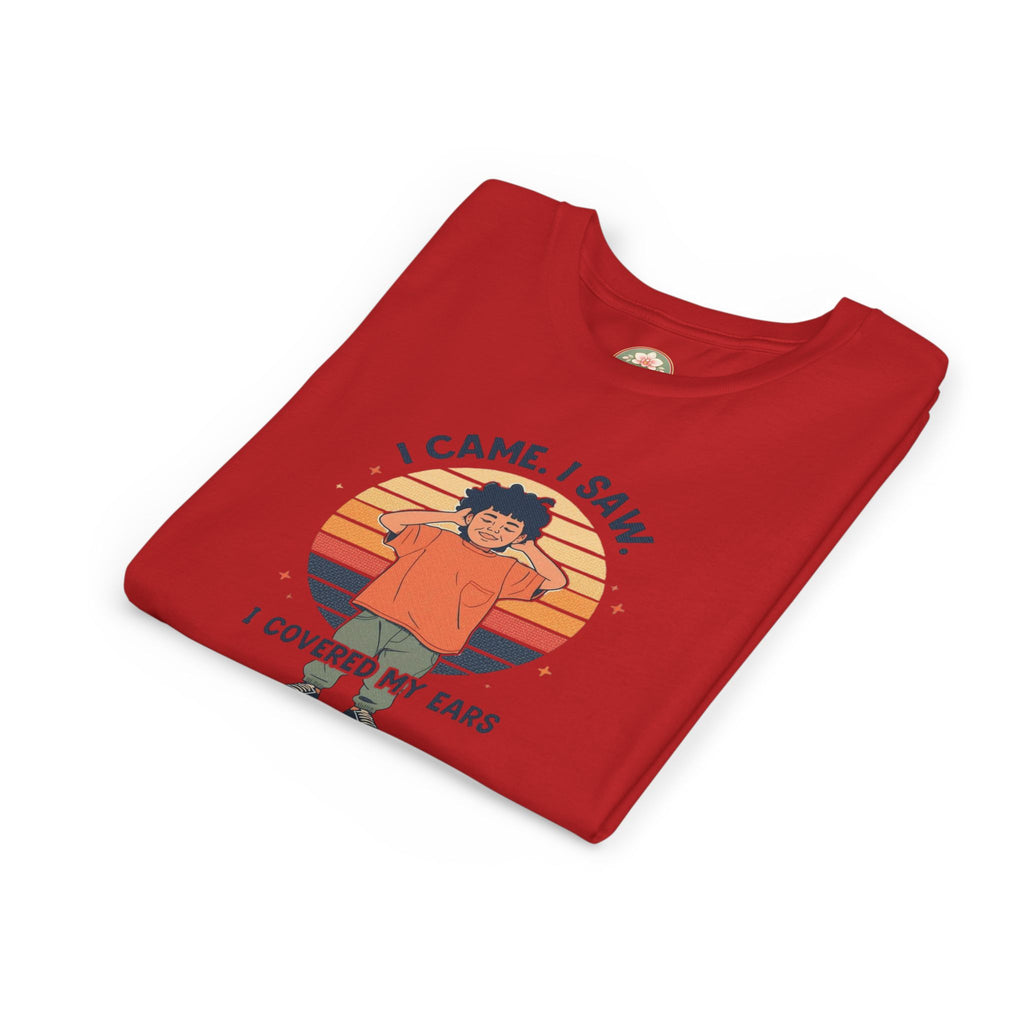I Came I Saw I Covered My Ears T-Shirt | Kid Retro Sunset Graphic Tee