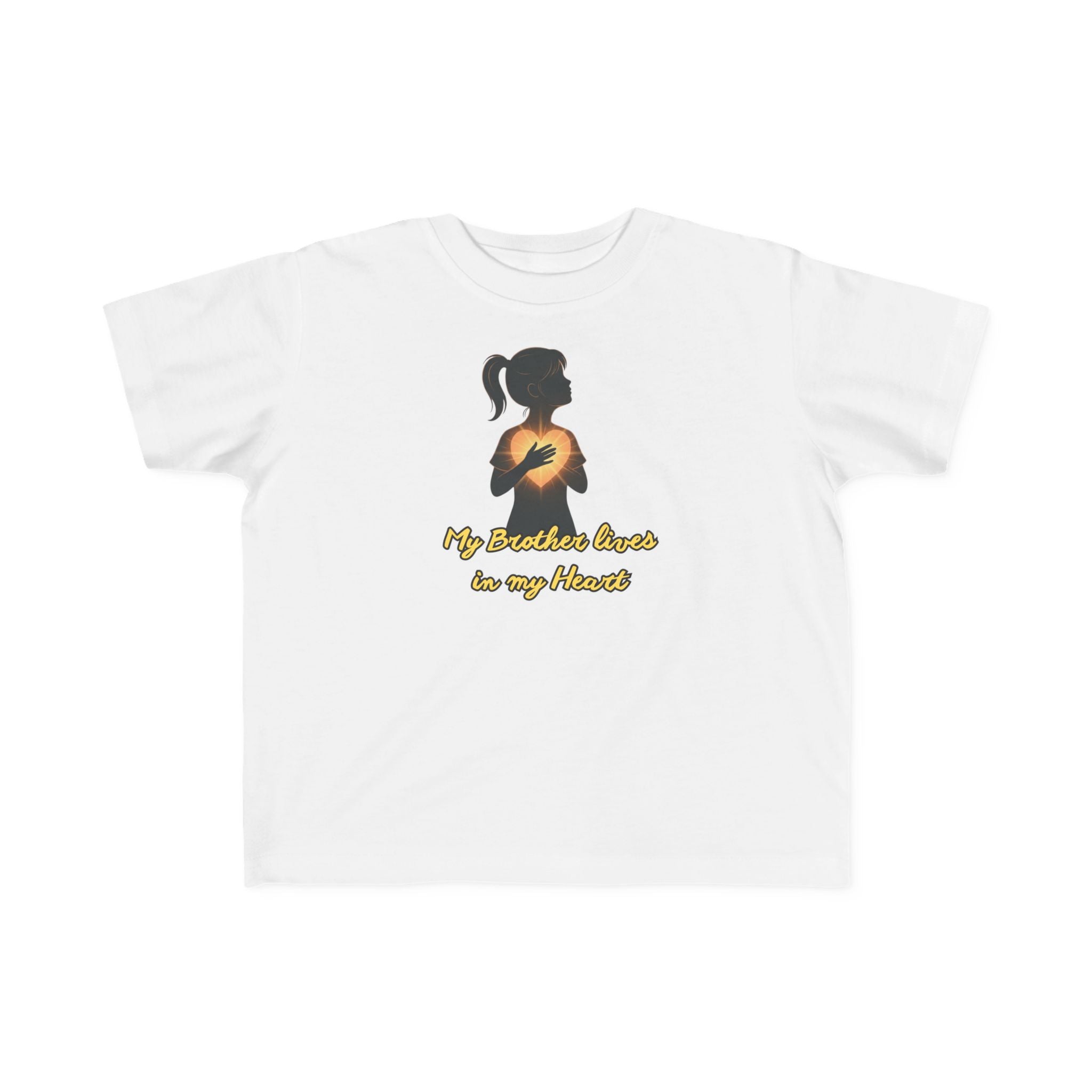 My Brother Lives in my Heart Toddler Tee |Dark Silhouette Girl Glowing Heart