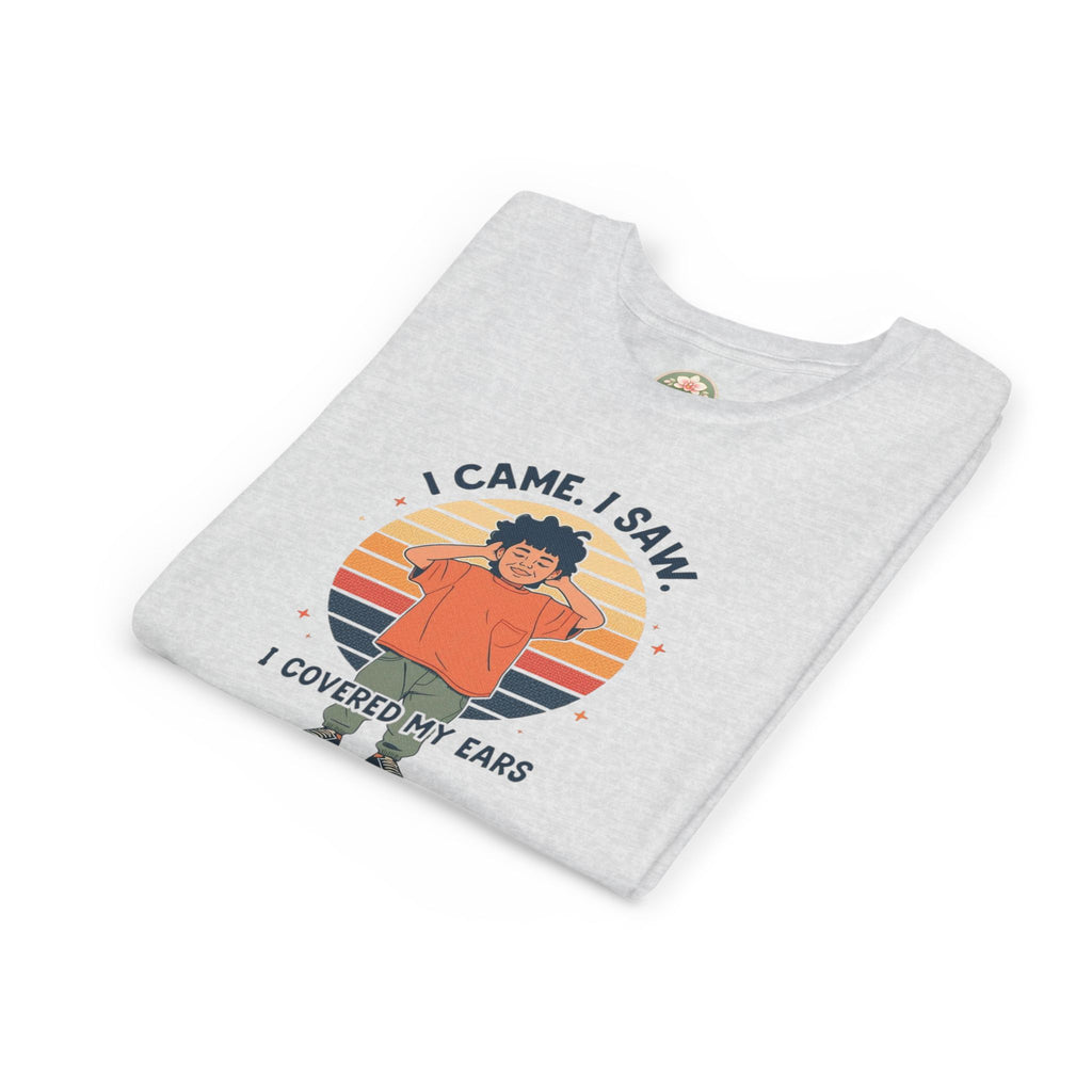 I Came I Saw I Covered My Ears T-Shirt | Kid Retro Sunset Graphic Tee