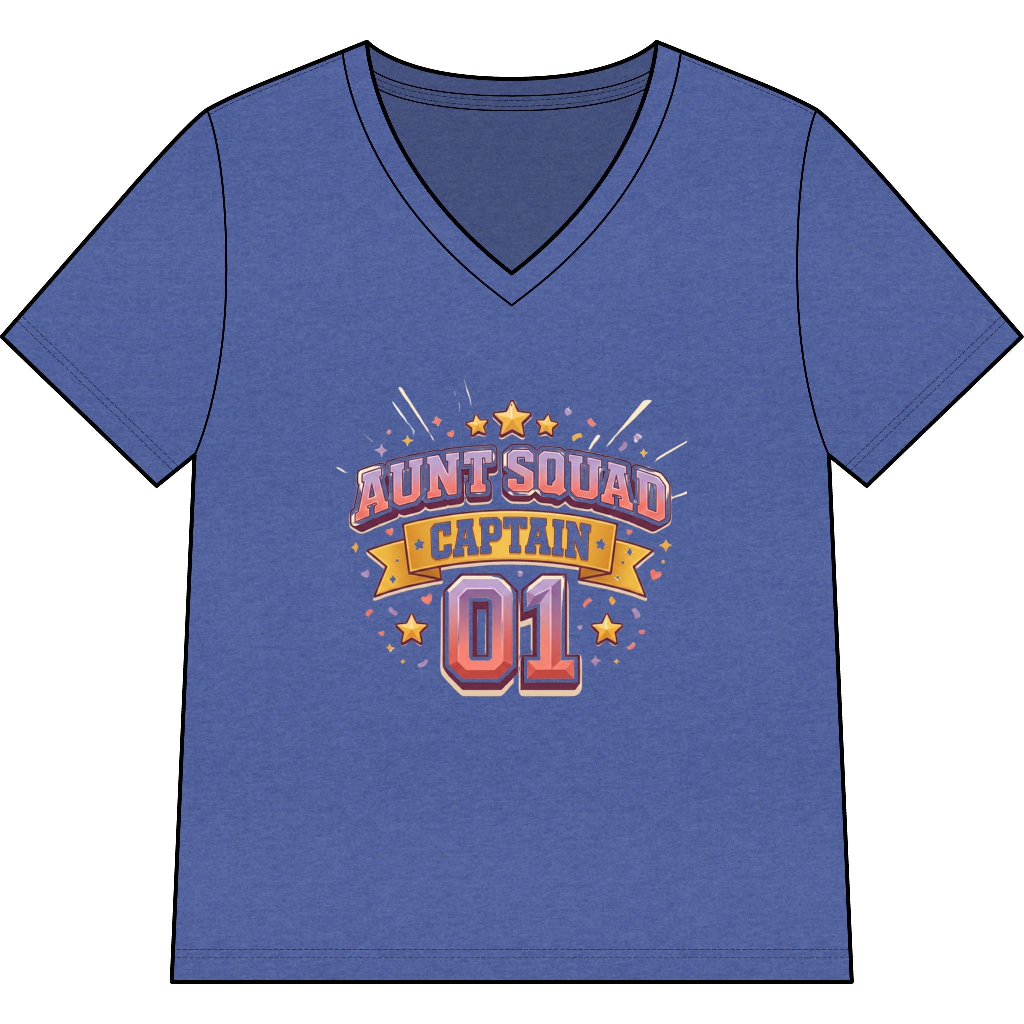 Aunt Squad Captain 01 V-Neck Tee — Women's