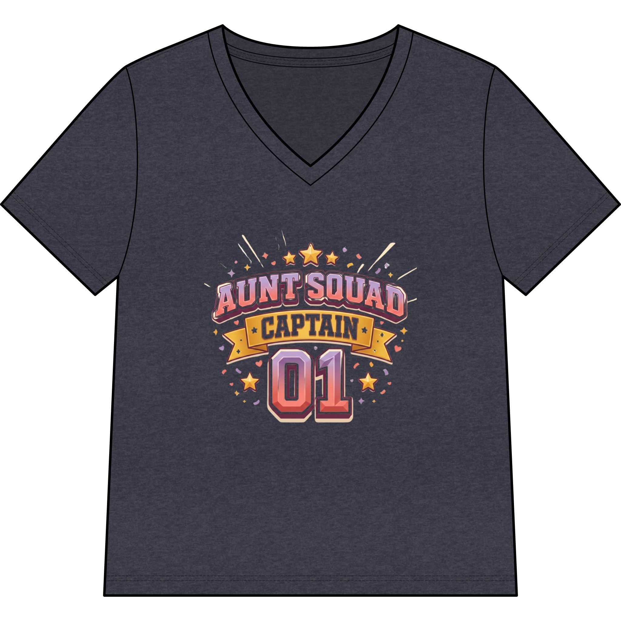Aunt Squad Captain 01 V-Neck Tee — Women's
