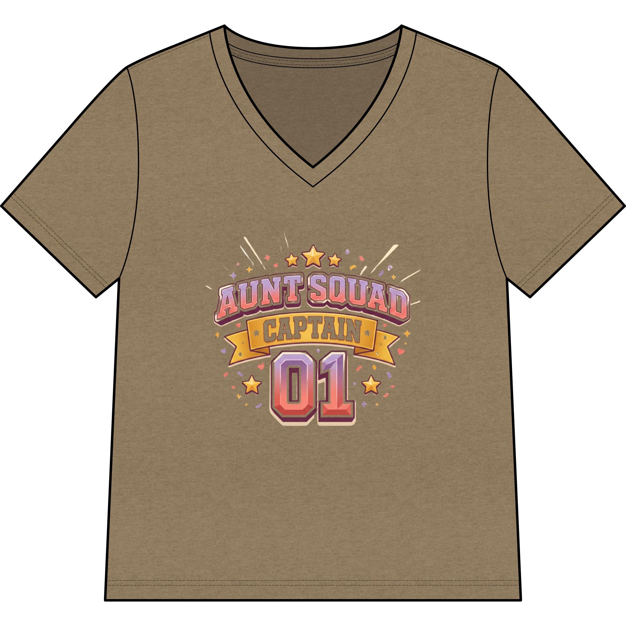Aunt Squad Captain 01 V-Neck Tee — Women's