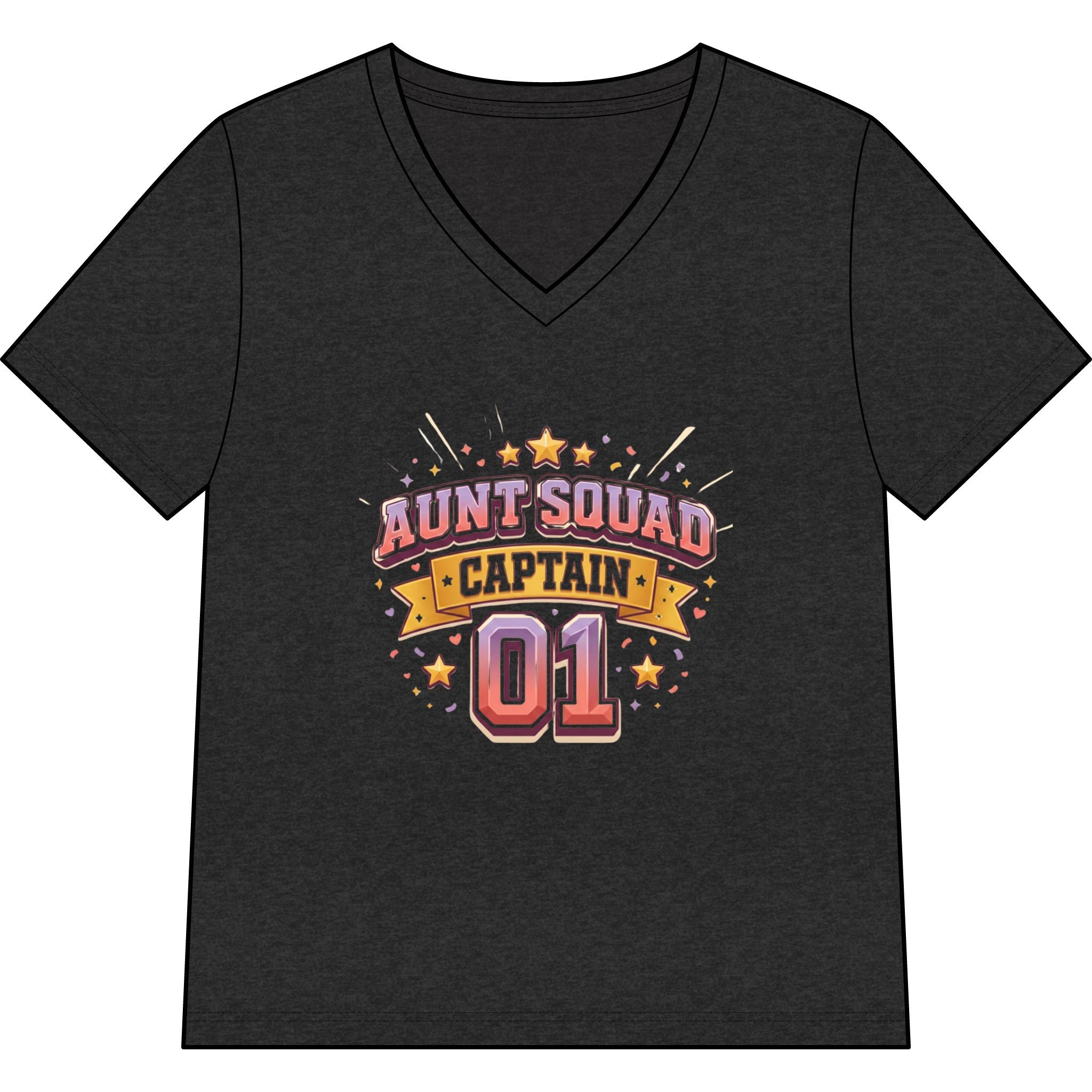 Aunt Squad Captain 01 V-Neck Tee — Women's