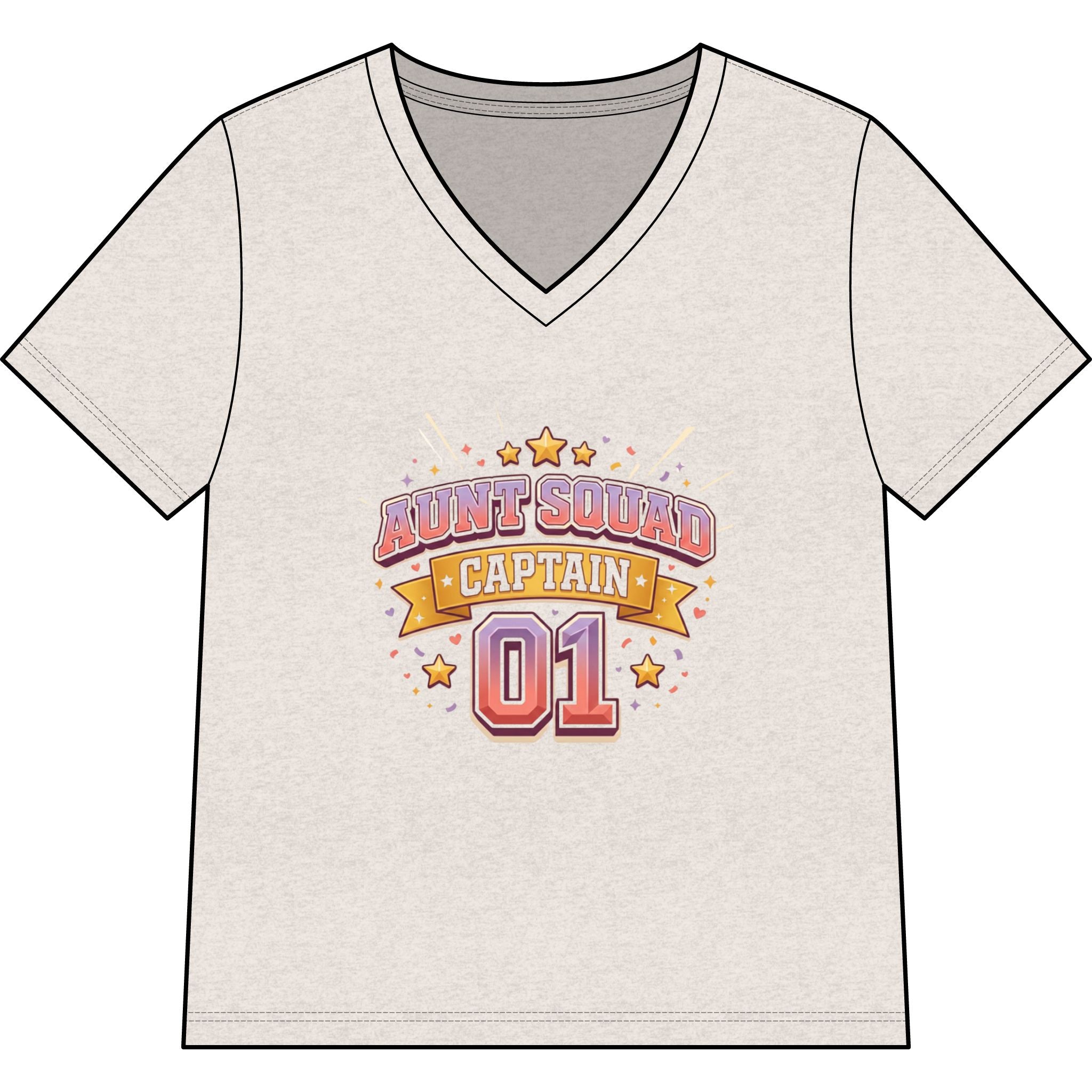 Aunt Squad Captain 01 V-Neck Tee — Women's