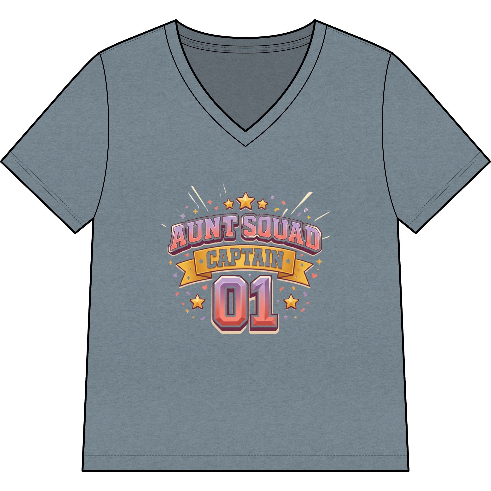Aunt Squad Captain 01 V-Neck Tee — Women's