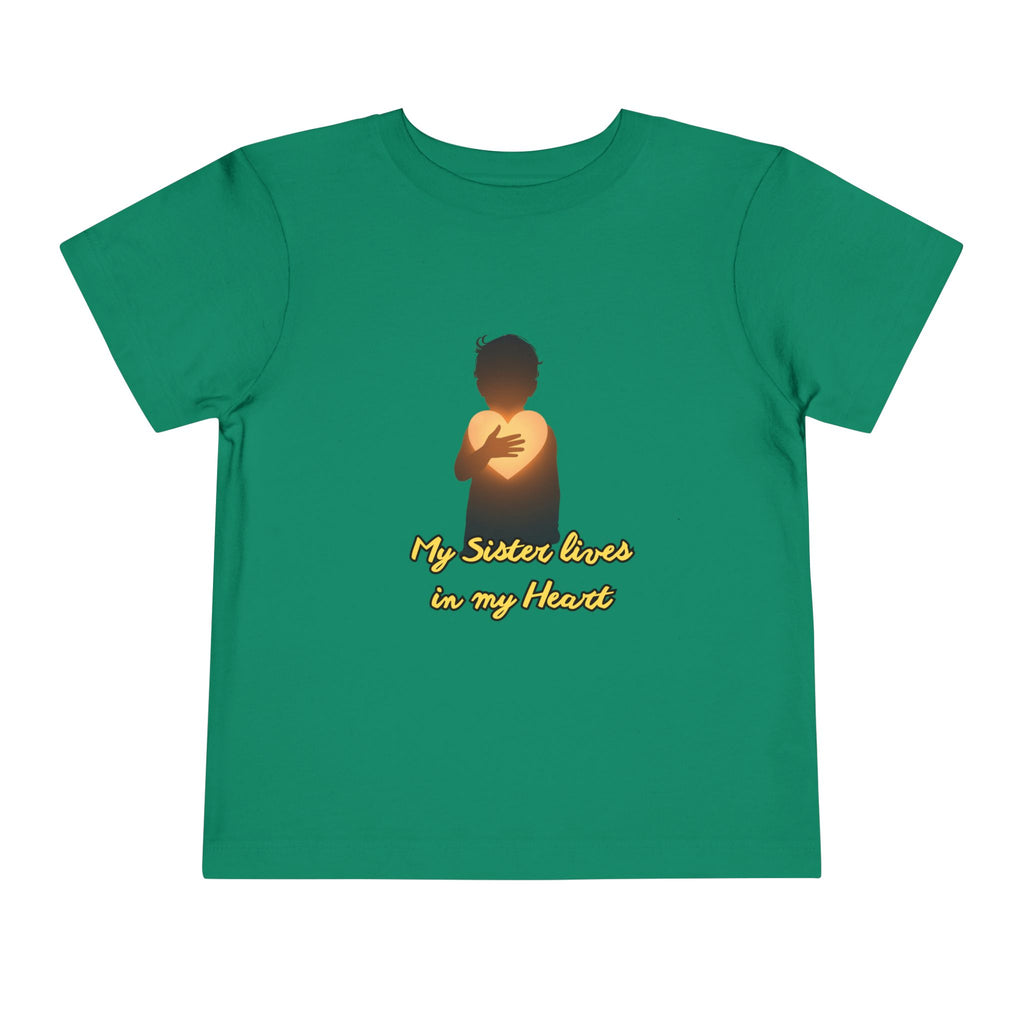 Toddler Tee — "My Sister Lives in My Heart" Golden Silhouette Memorial Shirt