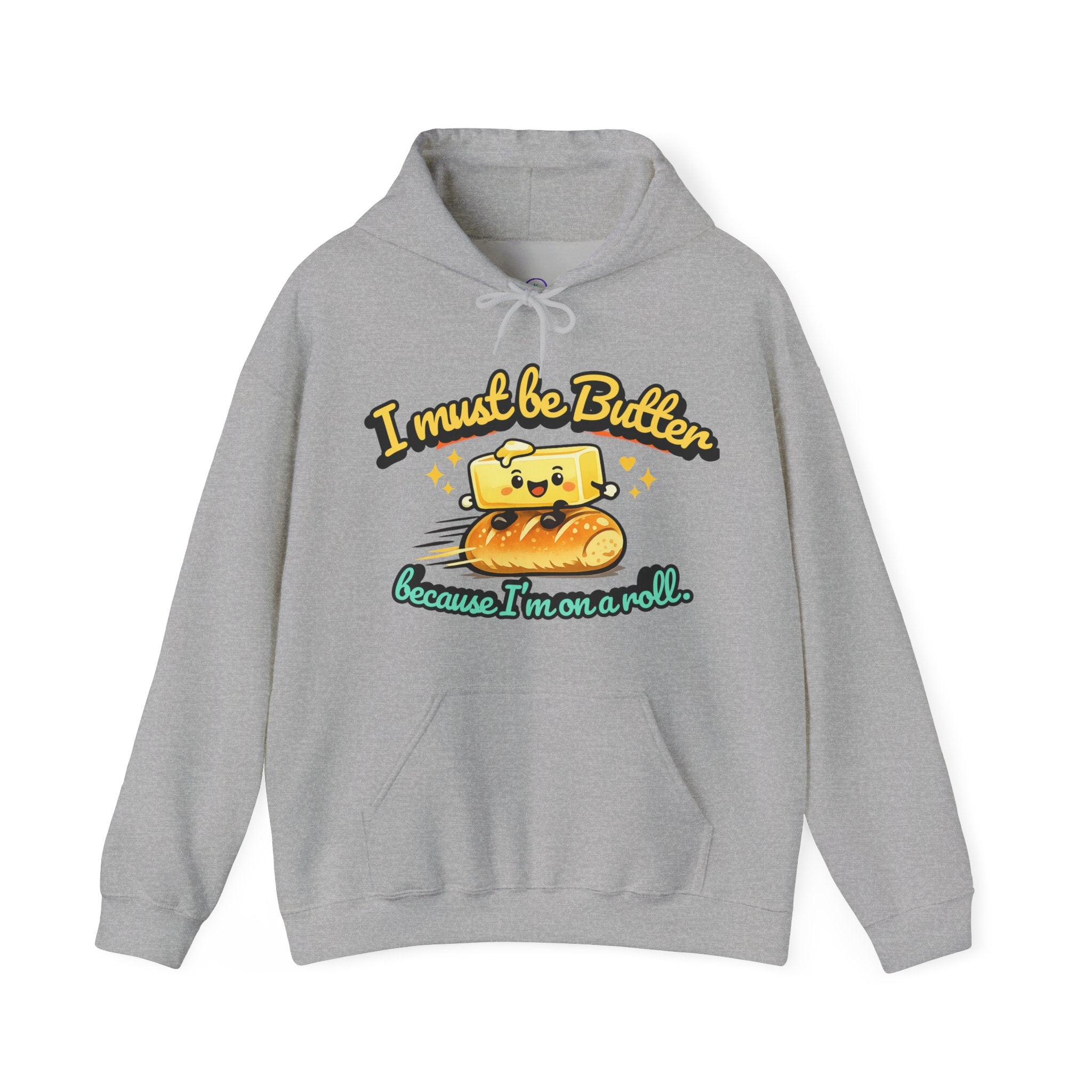 I Must Be Butter because Im on a Roll Hoodie | Cute Butter Illustration