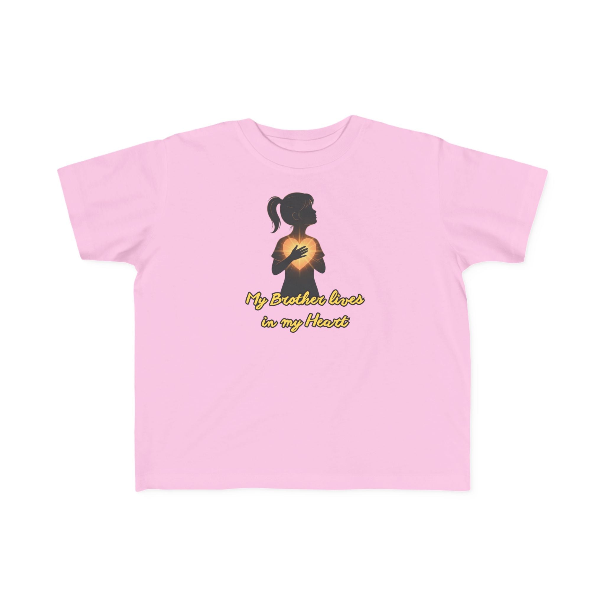My Brother Lives in my Heart Toddler Tee |Dark Silhouette Girl Glowing Heart