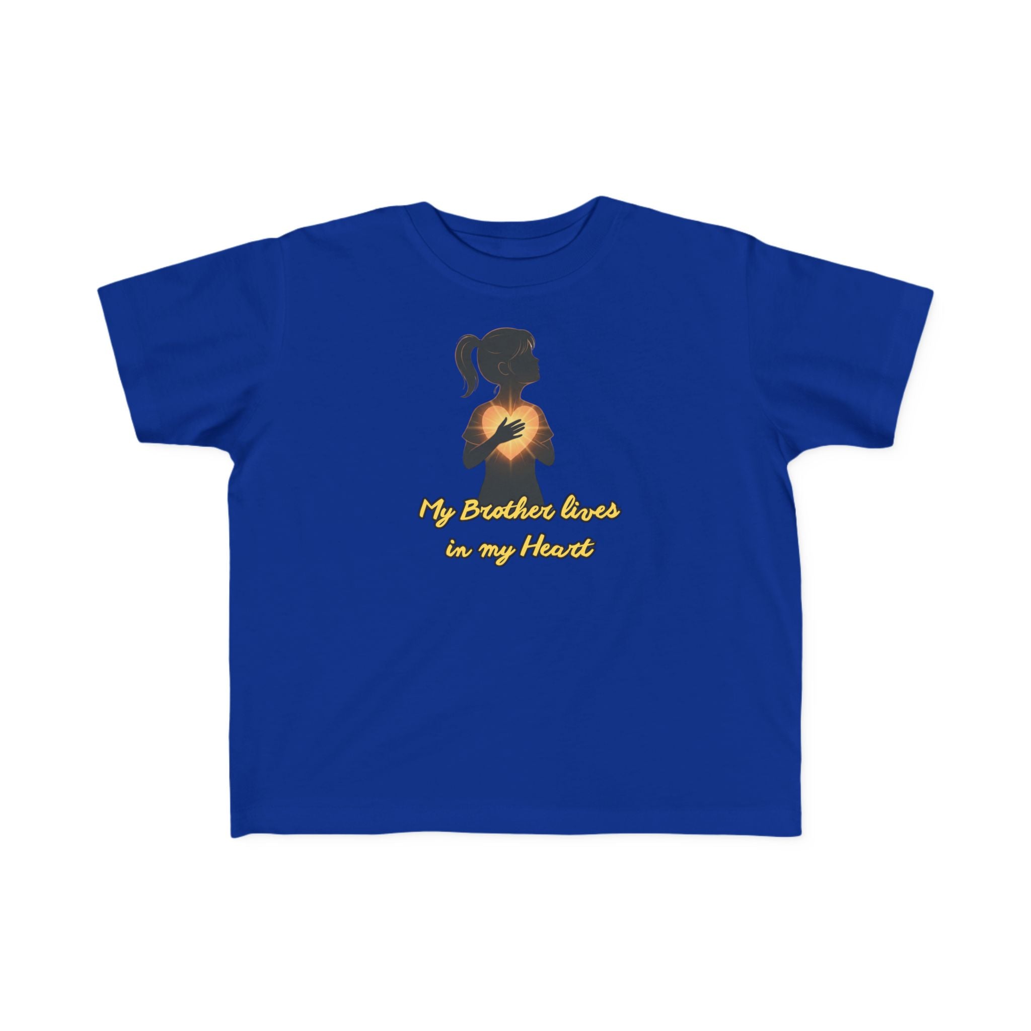 My Brother Lives in my Heart Toddler Tee |Dark Silhouette Girl Glowing Heart