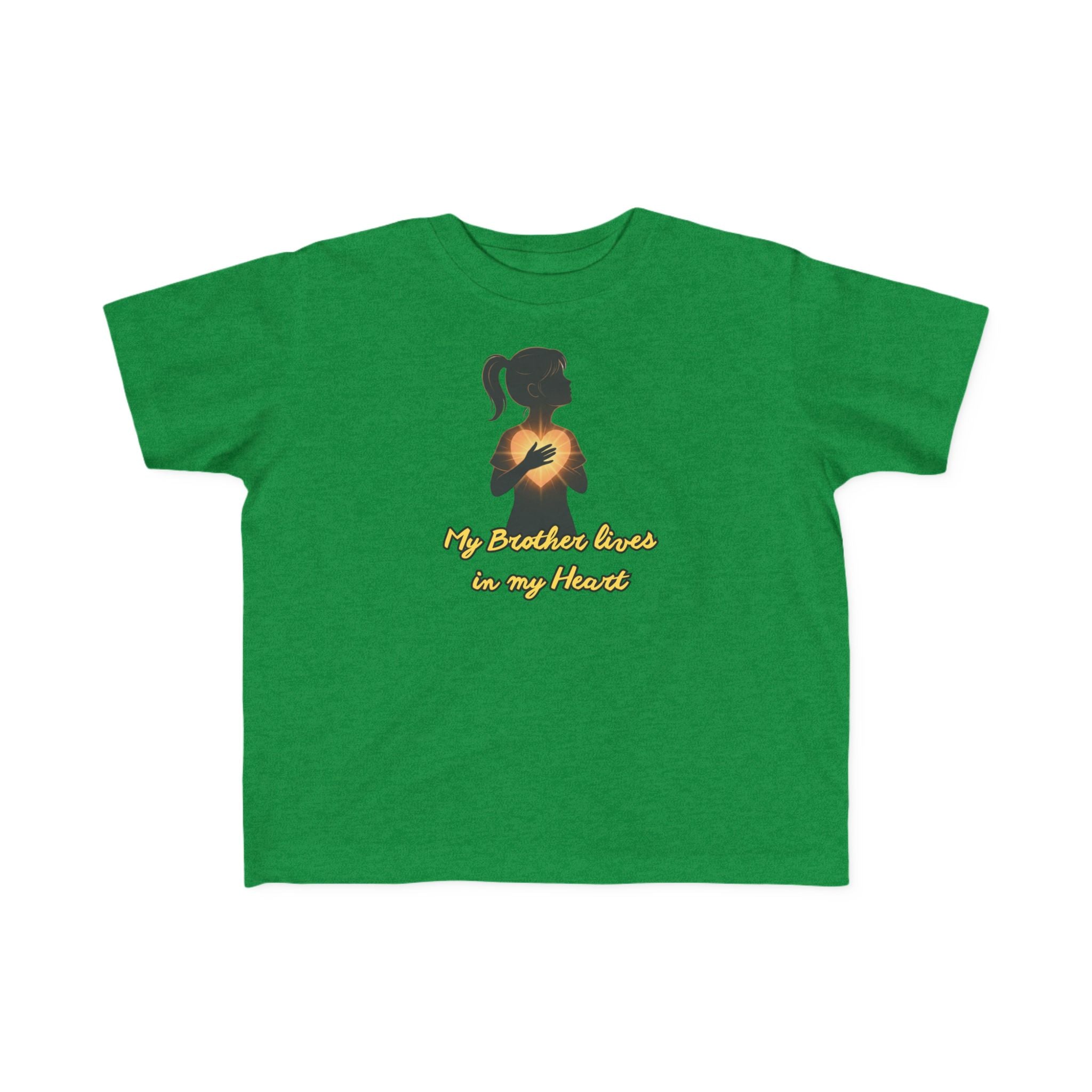 My Brother Lives in my Heart Toddler Tee |Dark Silhouette Girl Glowing Heart