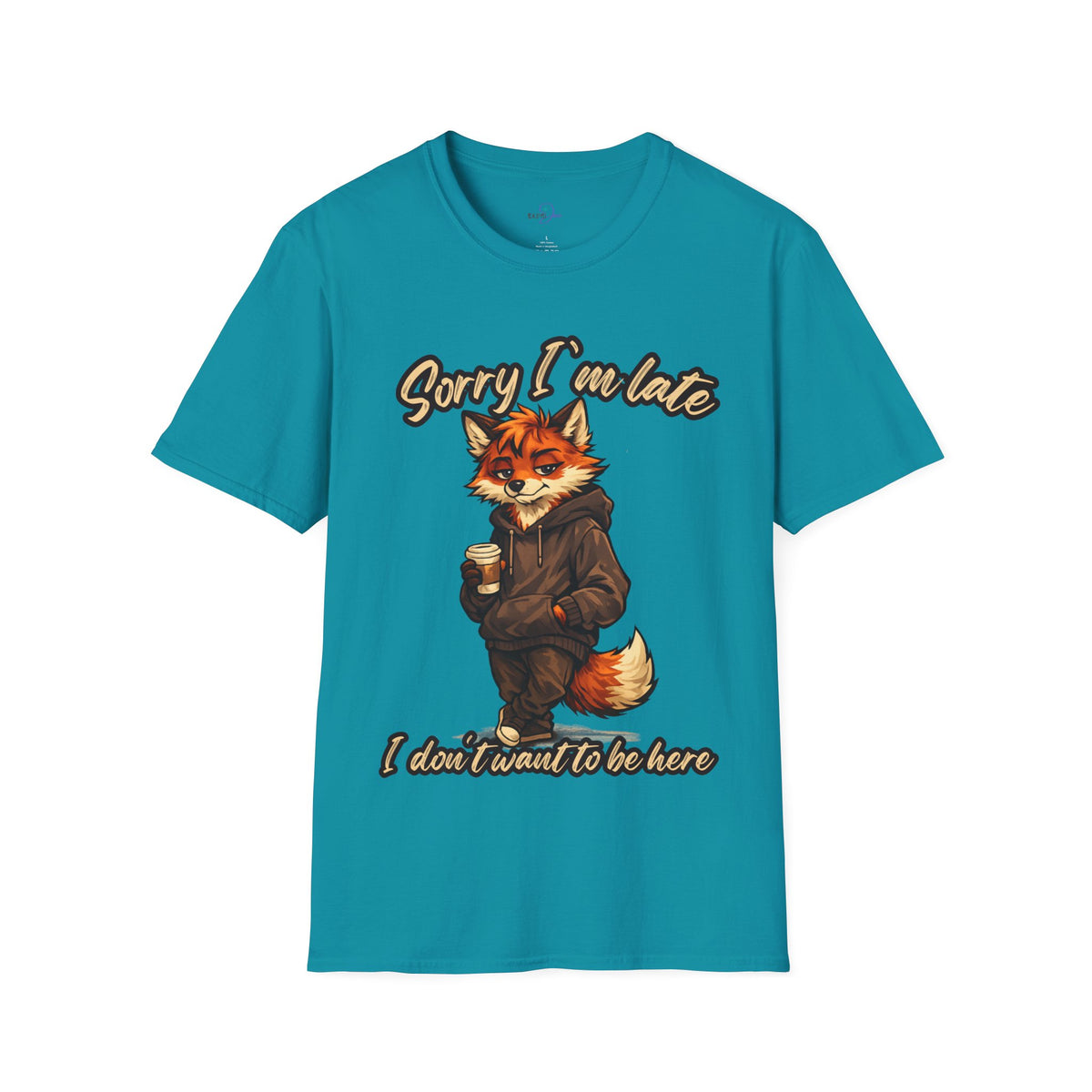 Sorry I'm Late I don't want to be here Cartoon Fox Graphic T-Shirt | Fox Illustration