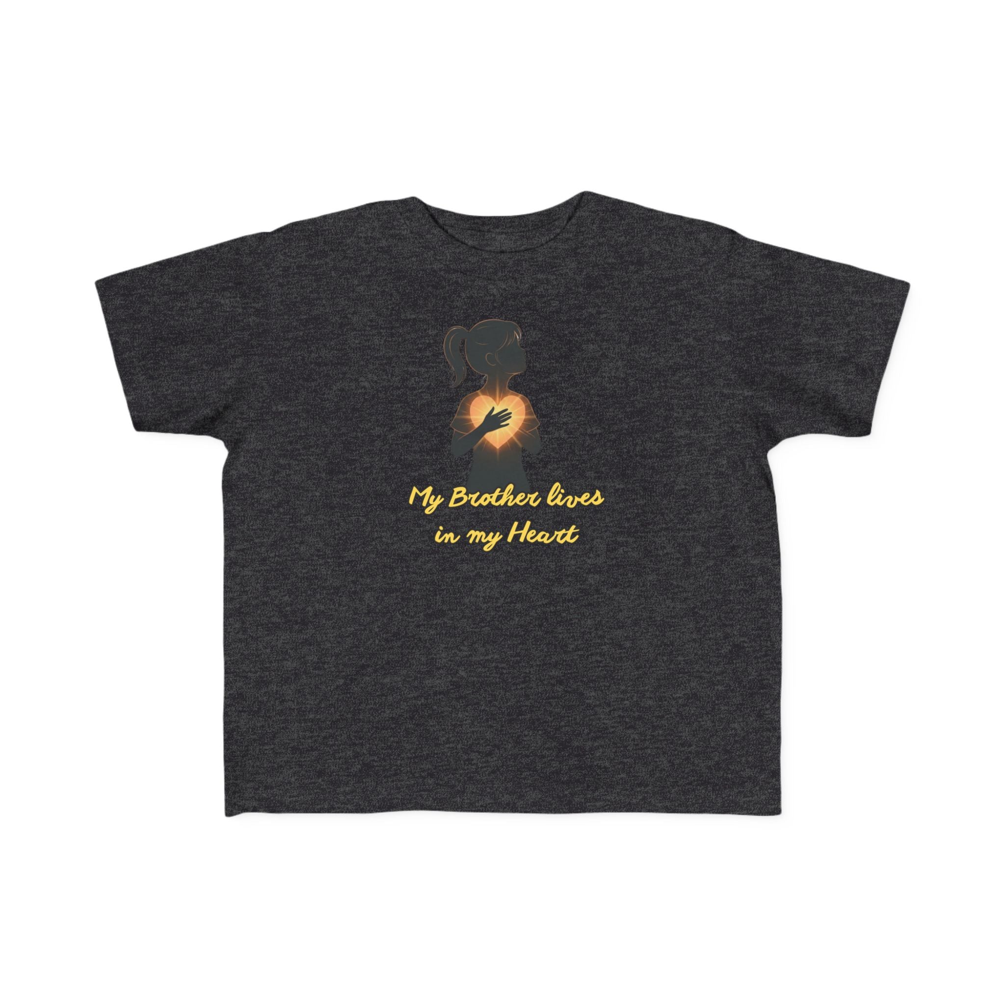 My Brother Lives in my Heart Toddler Tee |Dark Silhouette Girl Glowing Heart