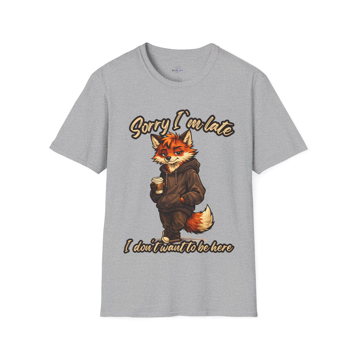 Sorry I'm Late I don't want to be here Cartoon Fox Graphic T-Shirt | Fox Illustration