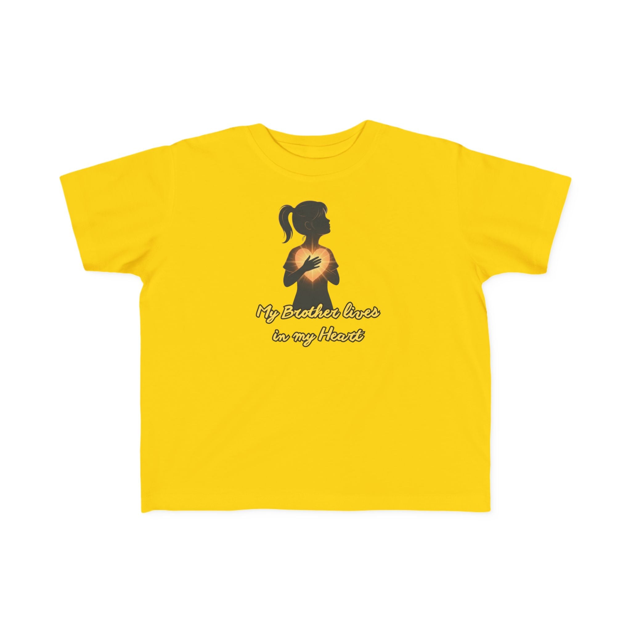 My Brother Lives in my Heart Toddler Tee |Dark Silhouette Girl Glowing Heart