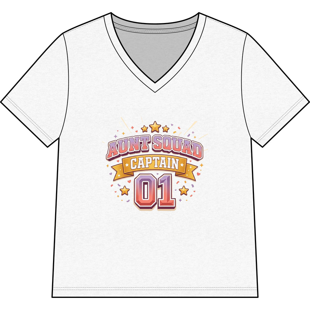 Aunt Squad Captain 01 V-Neck Tee — Women's