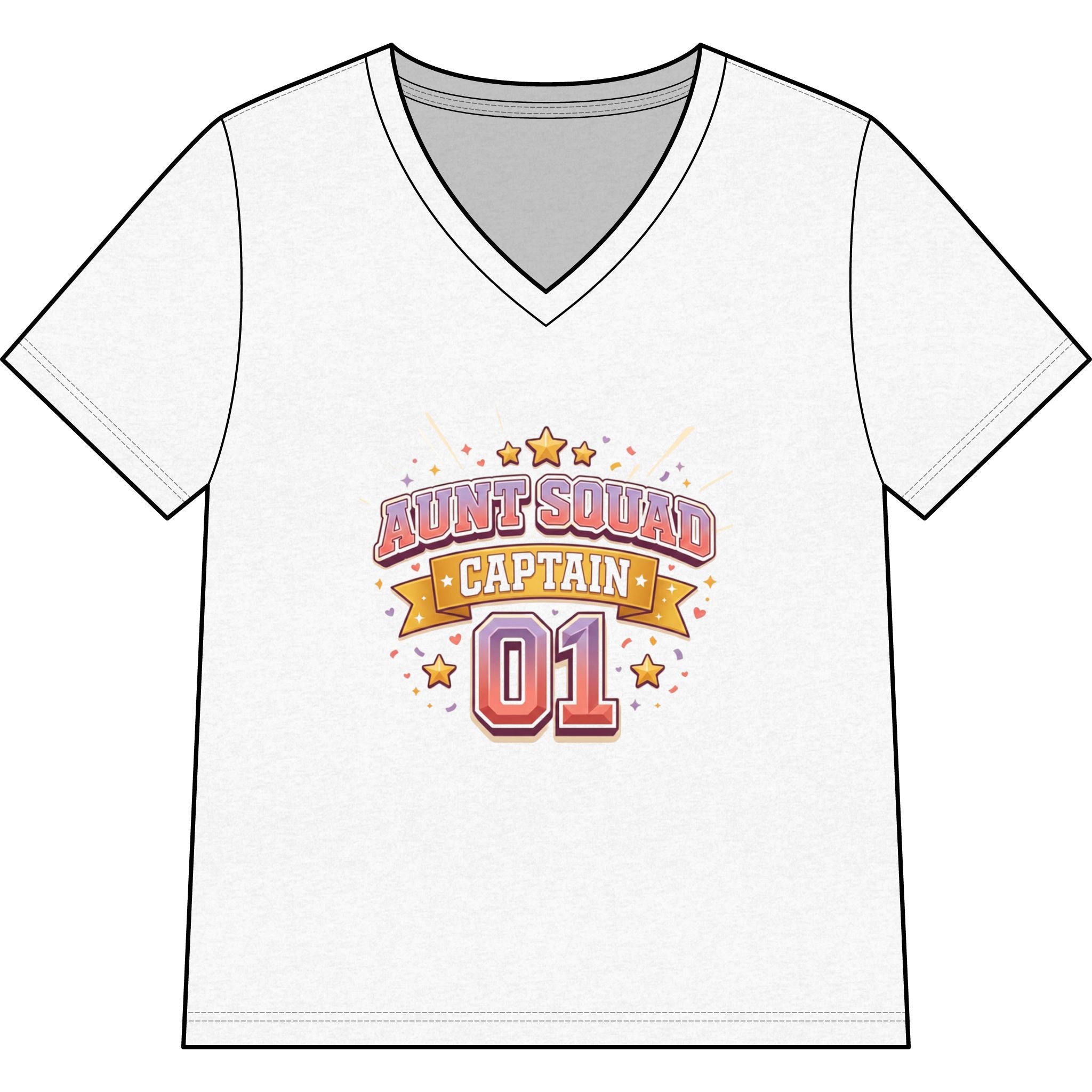 Aunt Squad Captain 01 V-Neck Tee — Women's