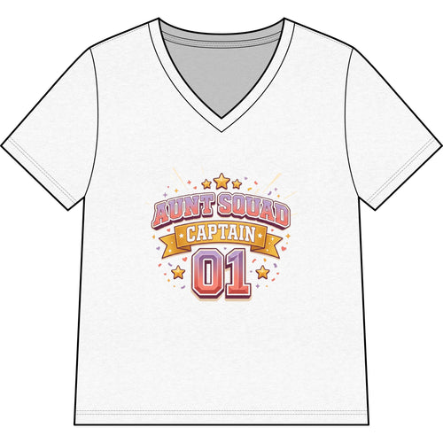 Aunt Squad Captain 01 V-Neck Tee — Women's