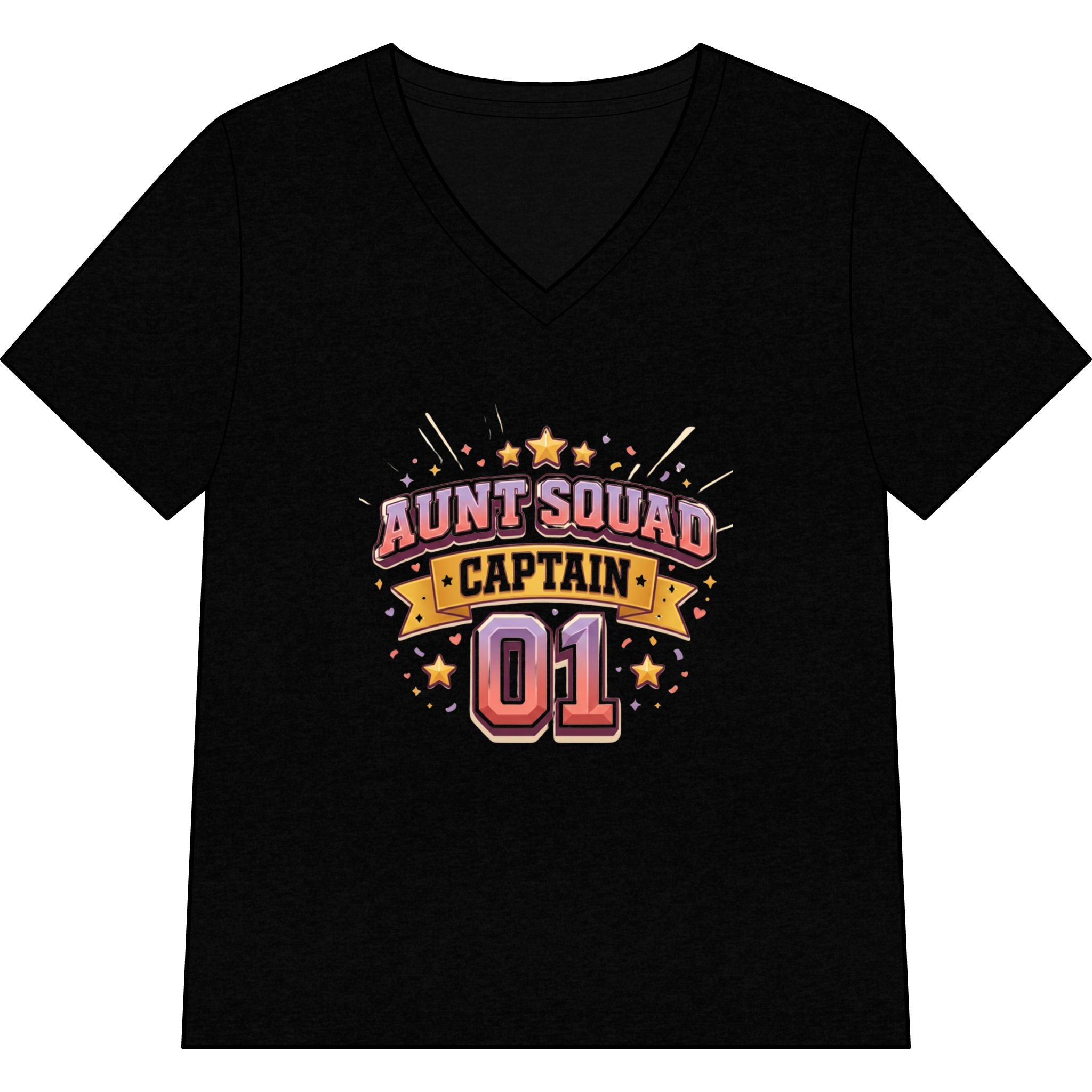 Aunt Squad Captain 01 V-Neck Tee — Women's