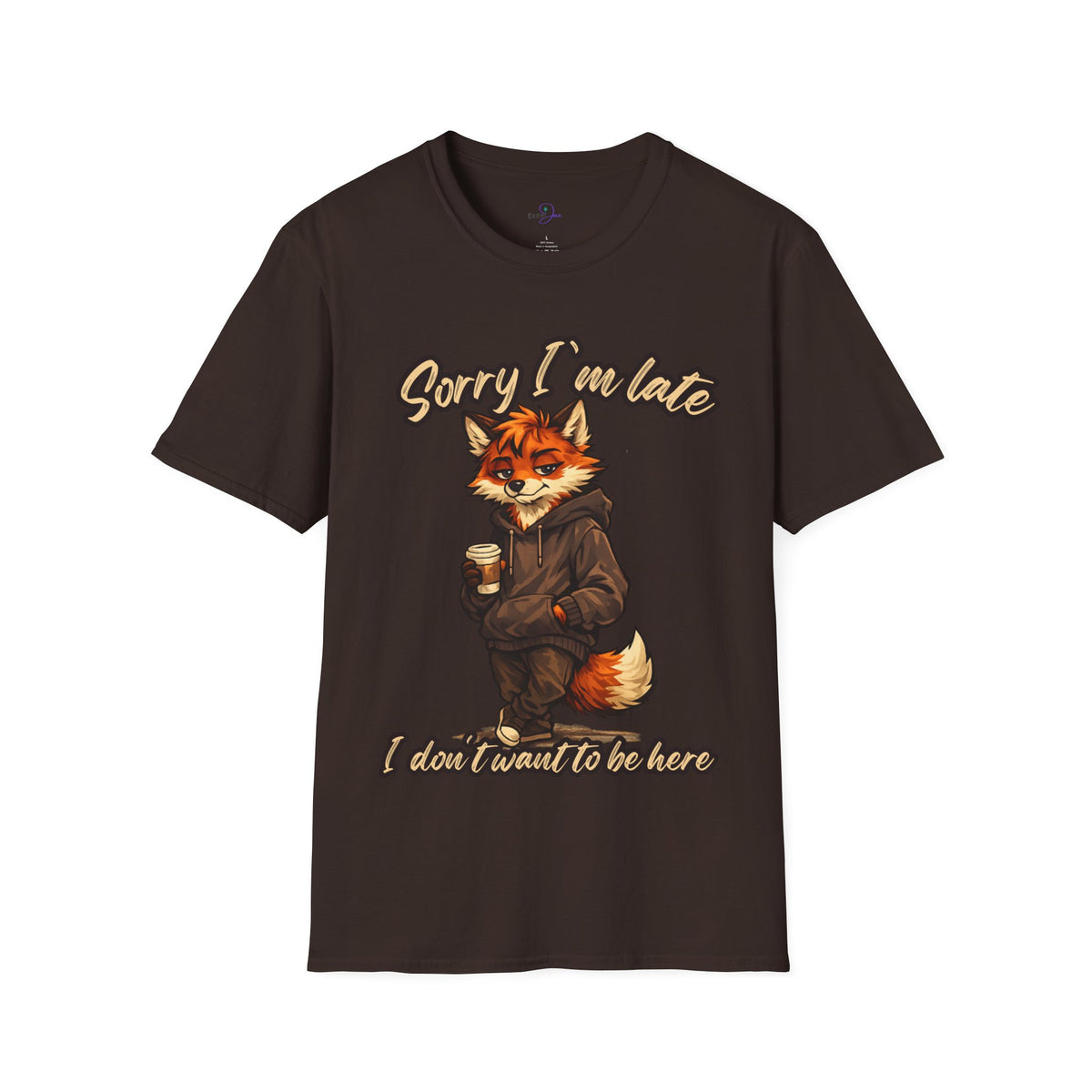 Sorry I'm Late I don't want to be here Cartoon Fox Graphic T-Shirt | Fox Illustration