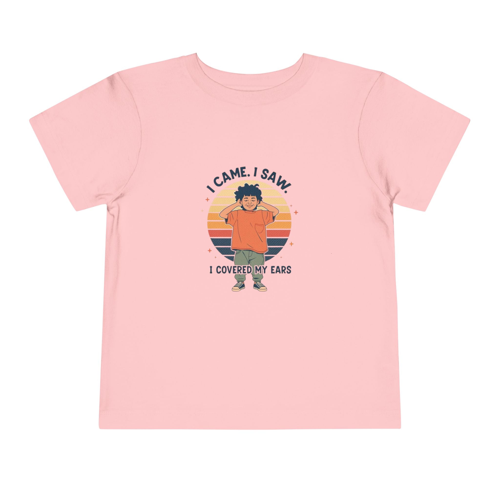 I Came I Saw I Covered My Ears Toddler Tee | Retro Sunset Boy Illustration