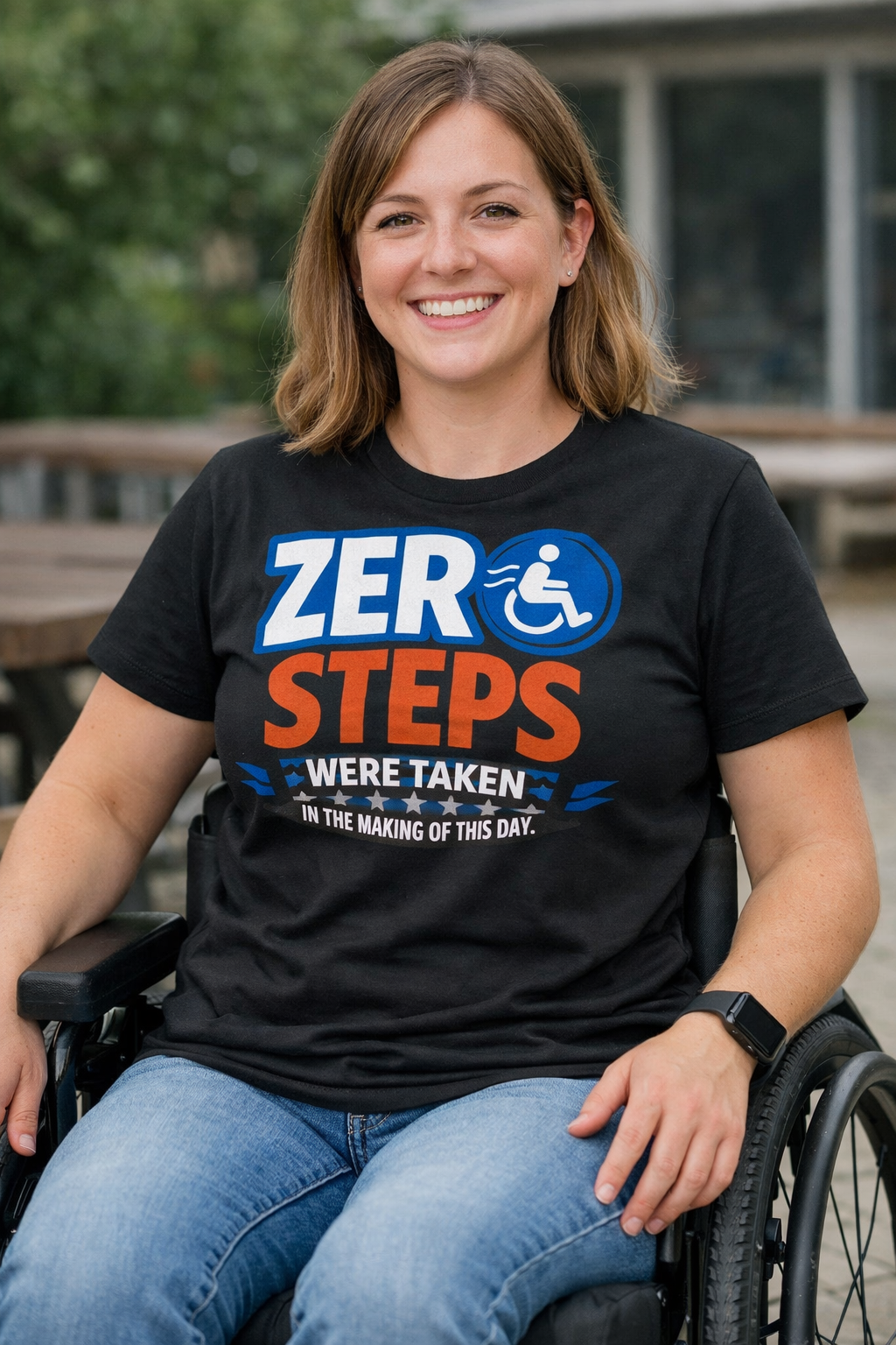 Zero Steps Were Taken T-Shirt | Wheelchair Accessibility Graphic Tee