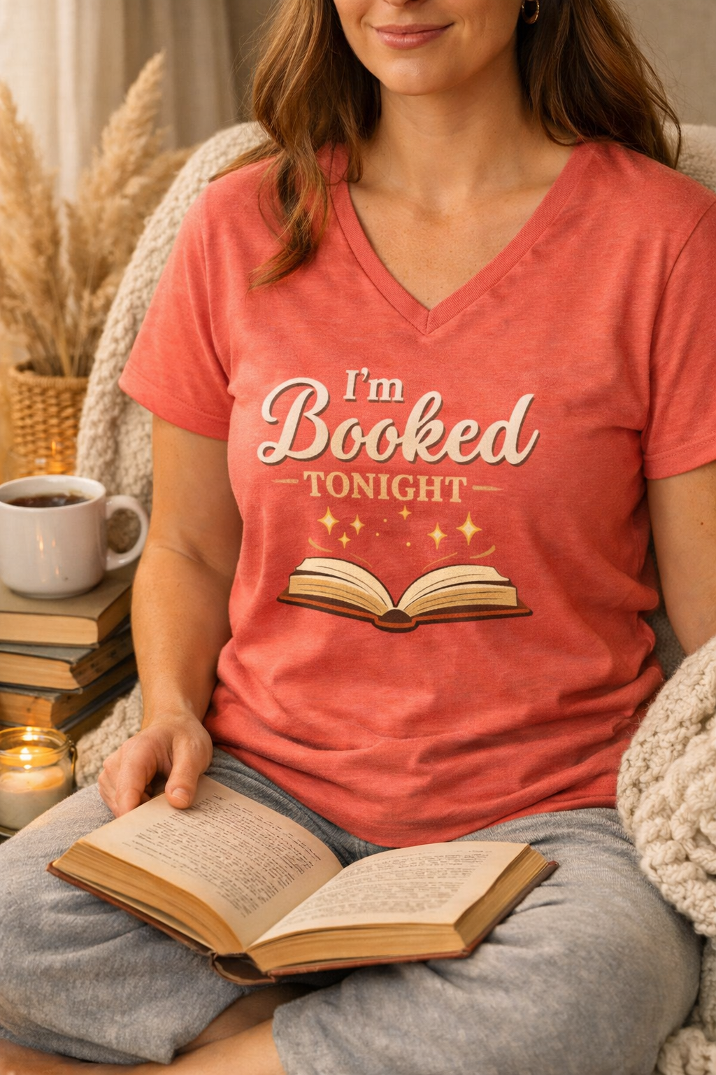 I'm Booked Tonight Ladies' V-Neck T-Shirt