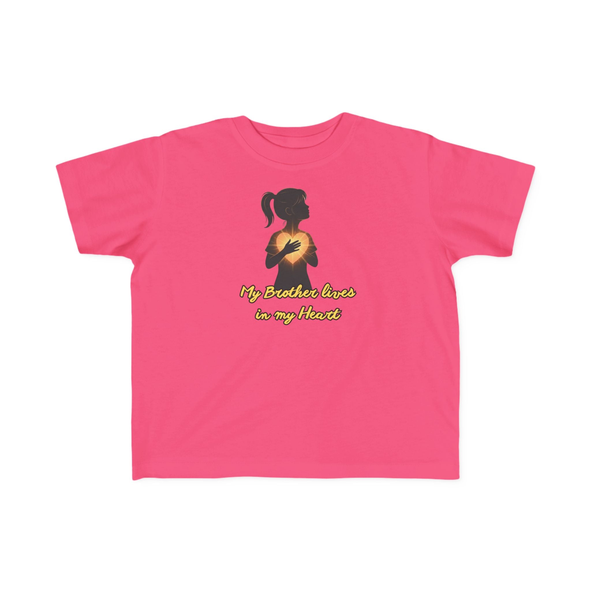 My Brother Lives in my Heart Toddler Tee |Dark Silhouette Girl Glowing Heart