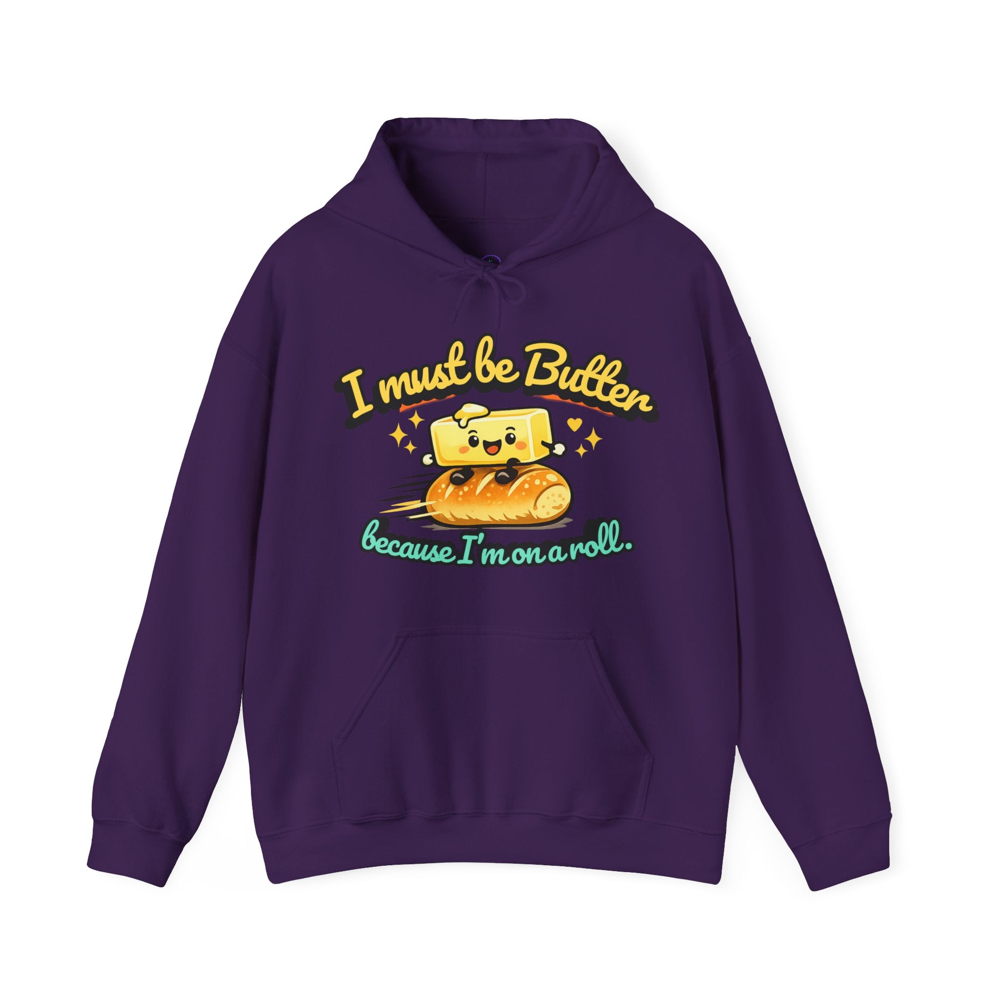 I Must Be Butter because Im on a Roll Hoodie | Cute Butter Illustration