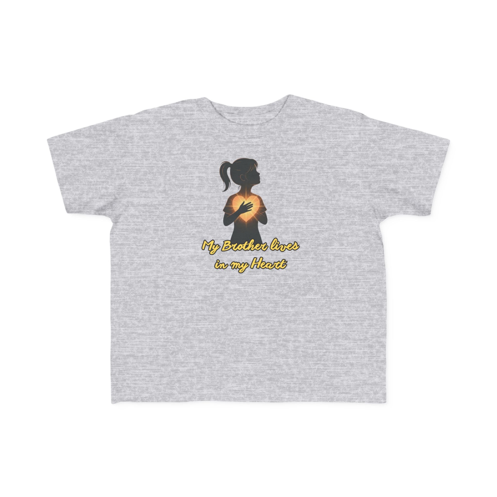 My Brother Lives in my Heart Toddler Tee |Dark Silhouette Girl Glowing Heart