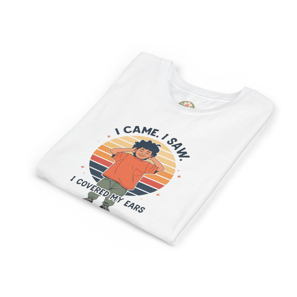 I Came I Saw I Covered My Ears T-Shirt | Kid Retro Sunset Graphic Tee