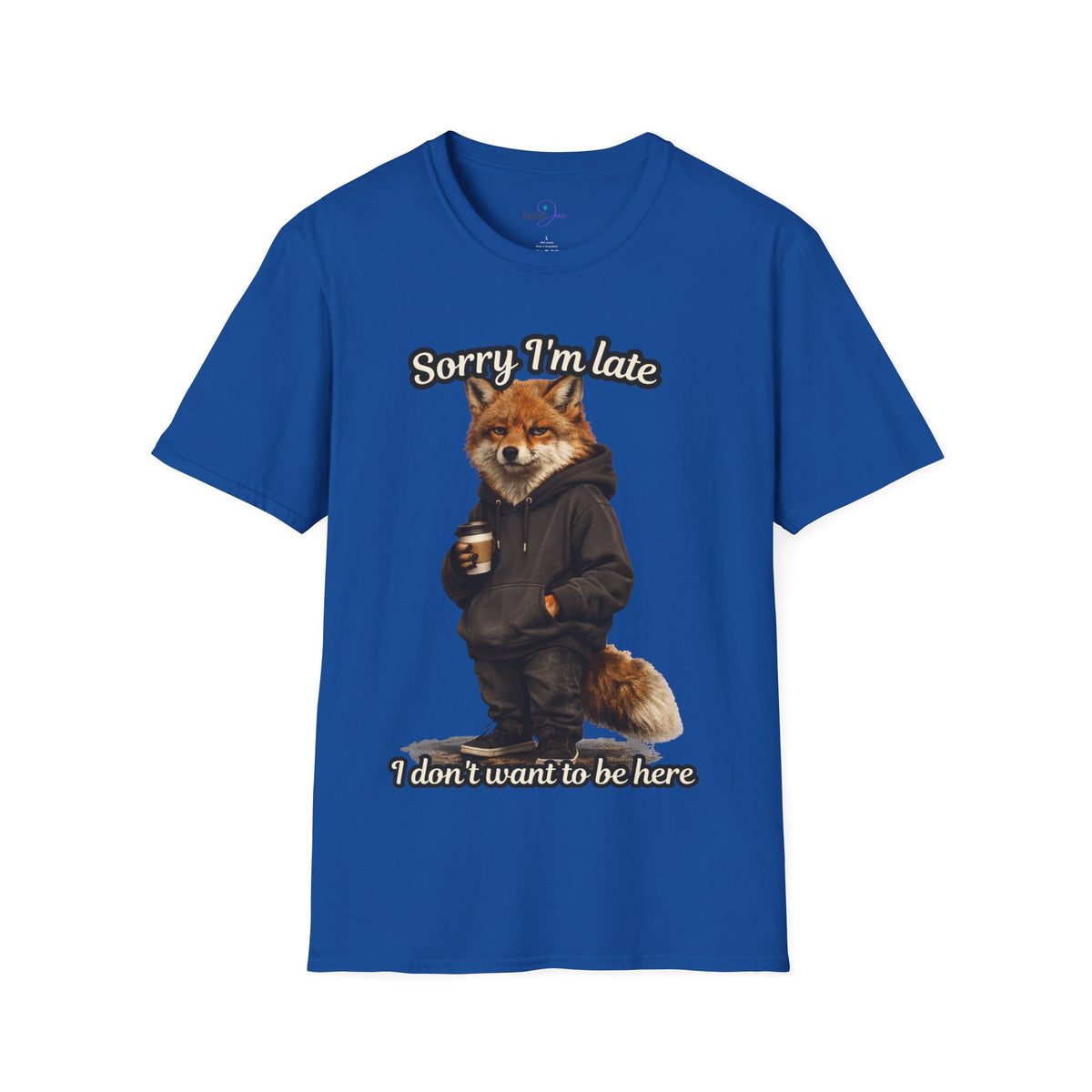 Sorry I'm Late I don't want to be here Realistic Fox Hoodie Graphic T-Shirt | Fox with Coffee Shirt