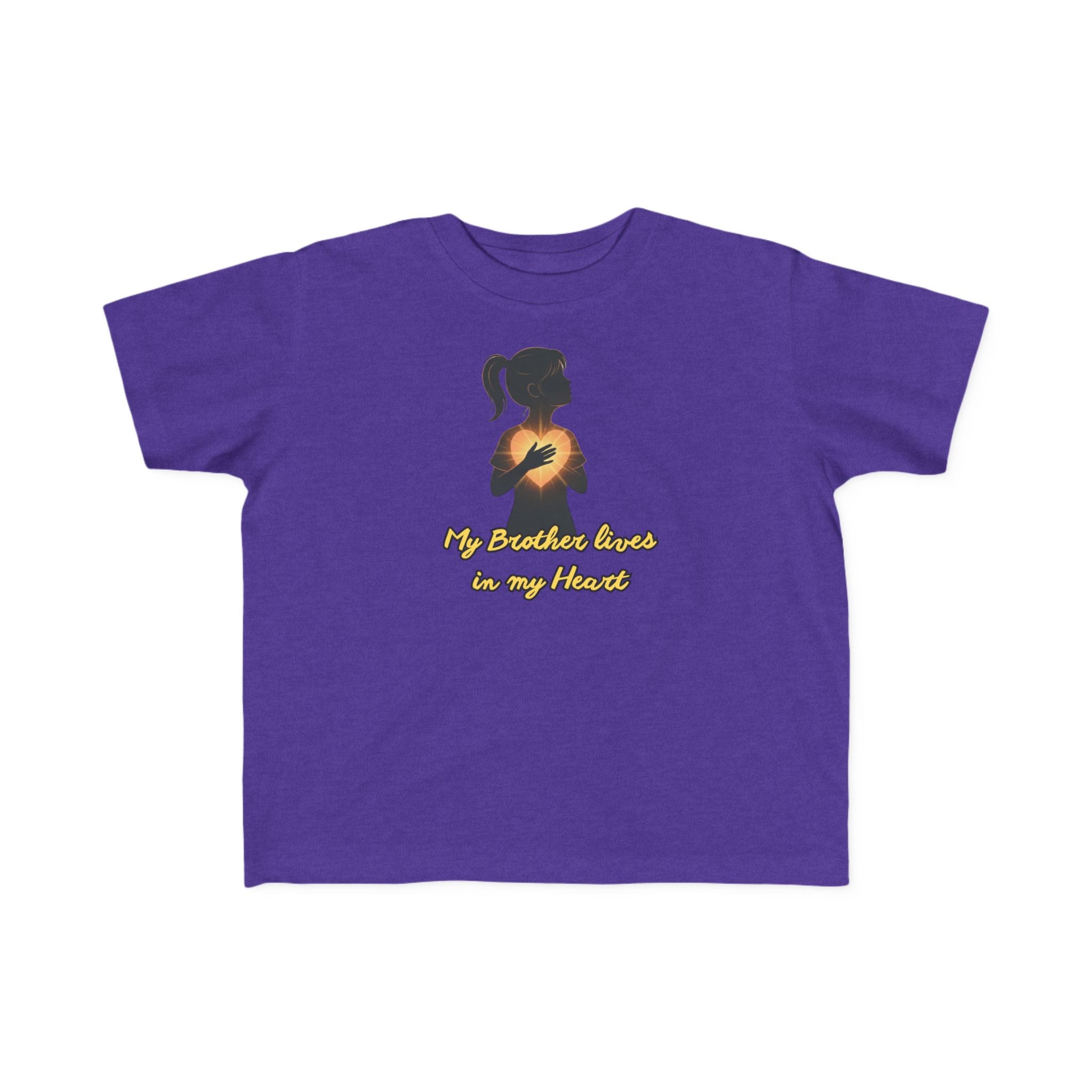 My Brother Lives in my Heart Toddler Tee |Dark Silhouette Girl Glowing Heart