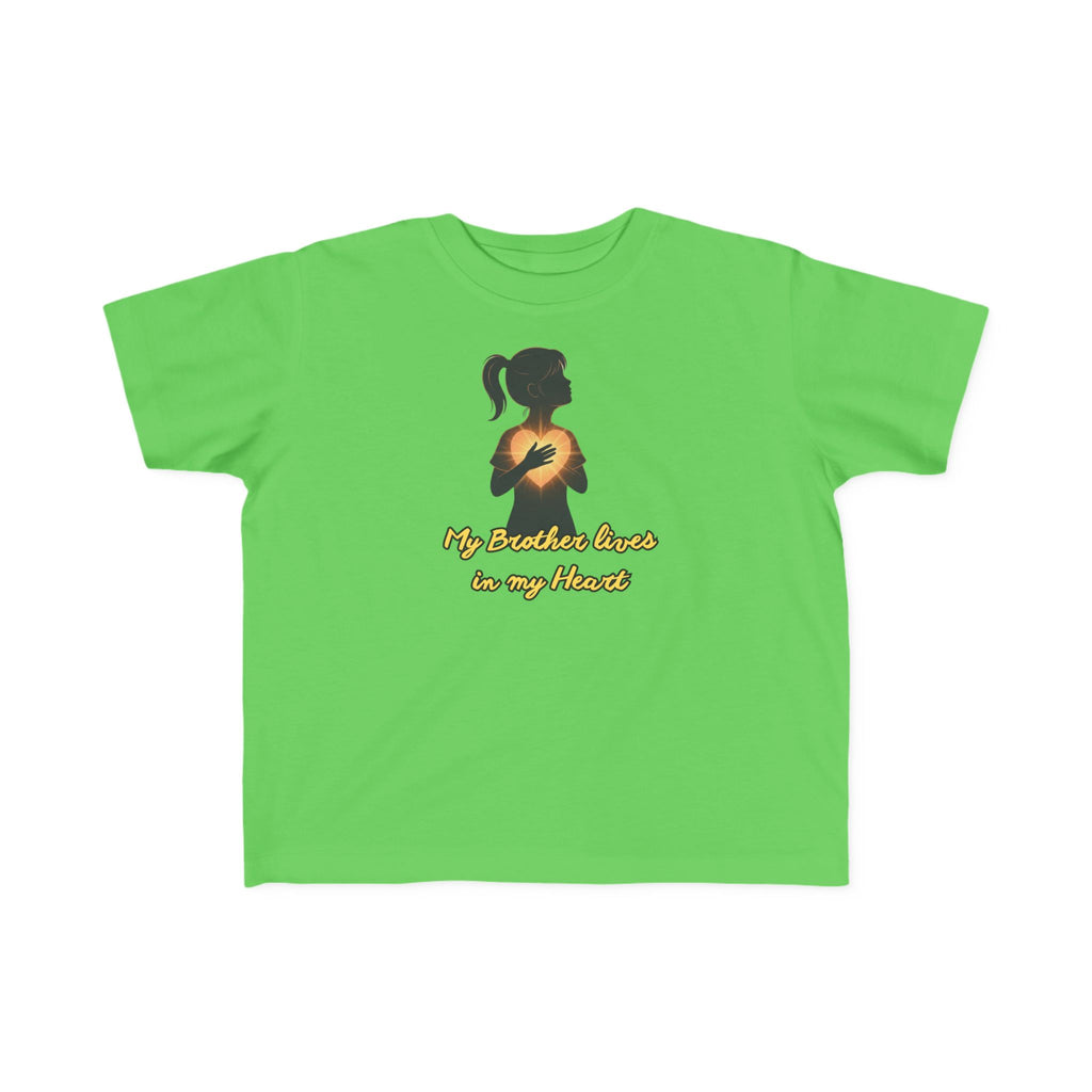 My Brother Lives in my Heart Toddler Tee |Dark Silhouette Girl Glowing Heart