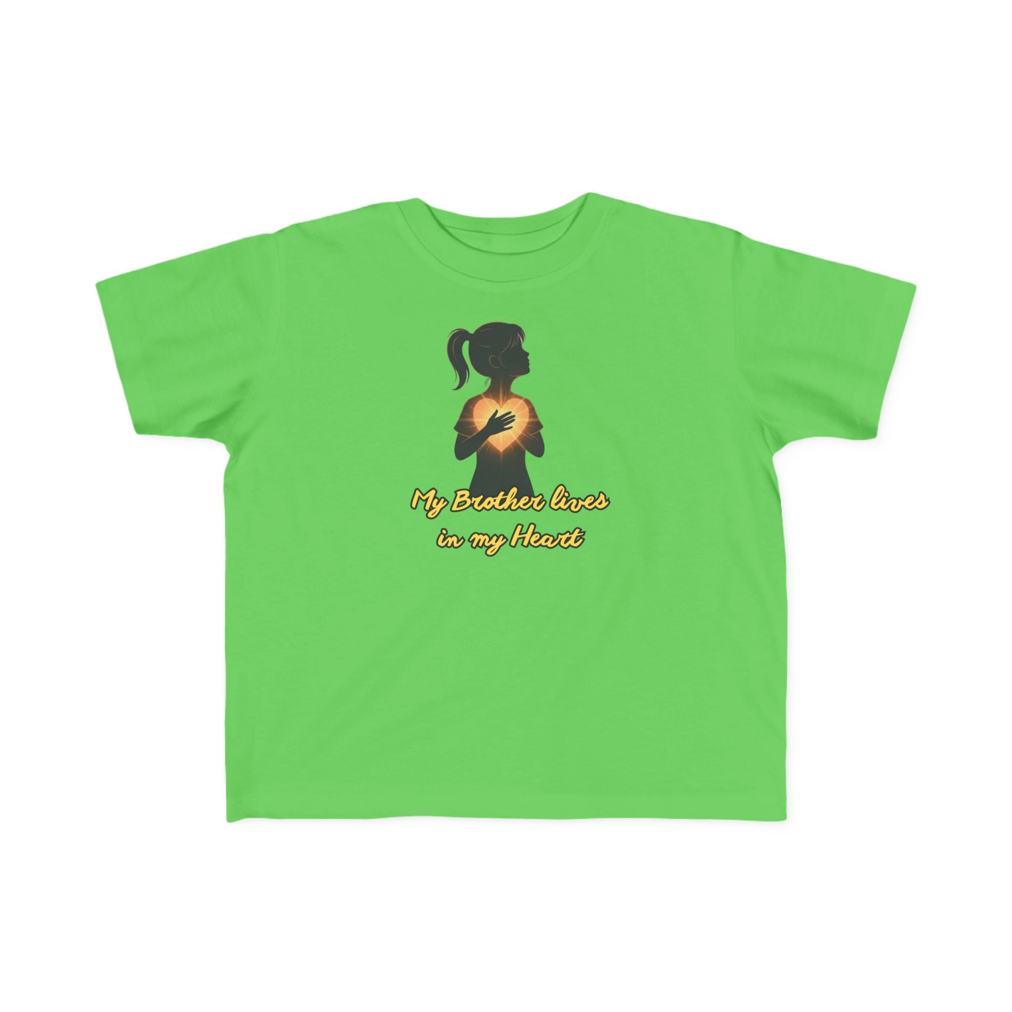 My Brother Lives in my Heart Toddler Tee |Dark Silhouette Girl Glowing Heart