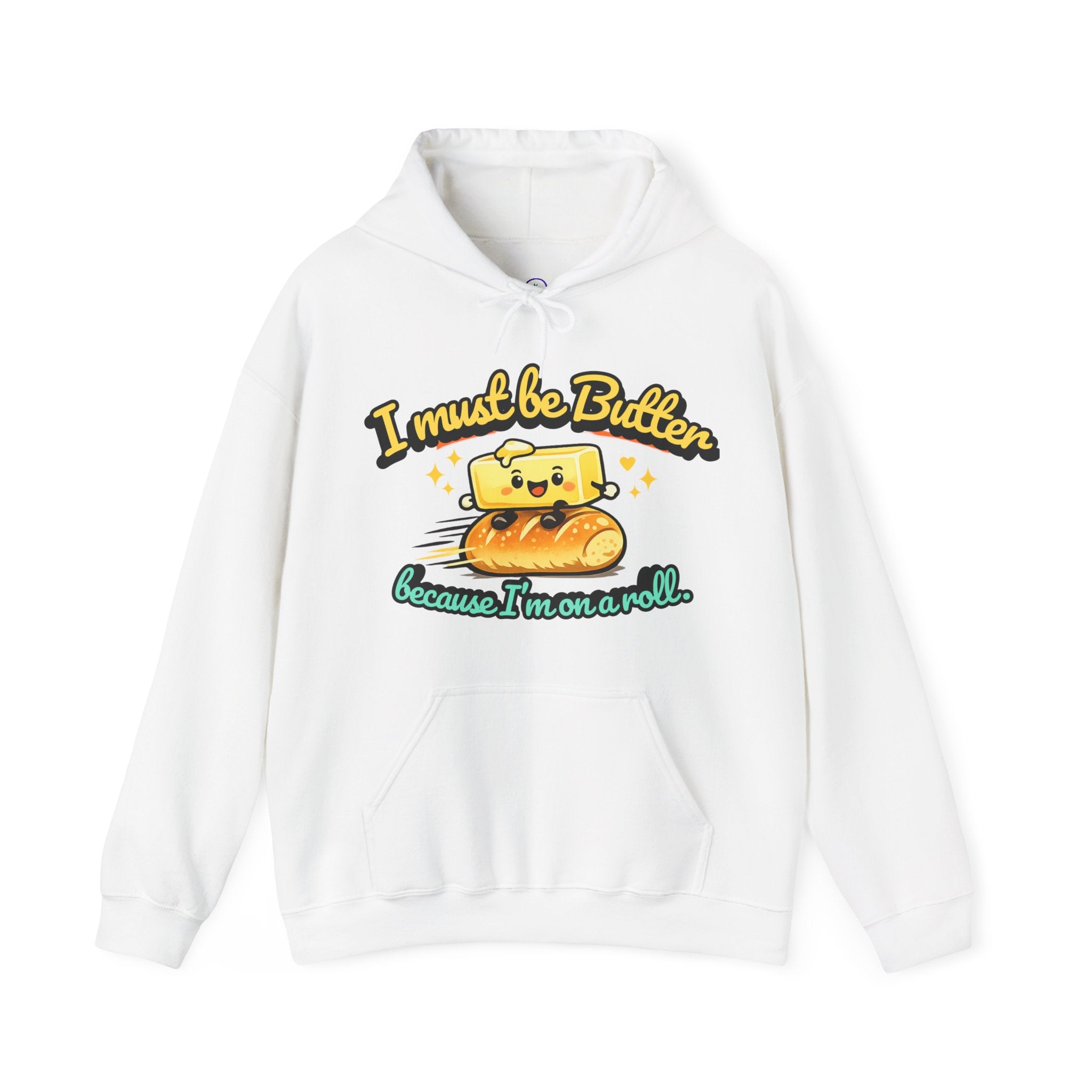 I Must Be Butter because Im on a Roll Hoodie | Cute Butter Illustration