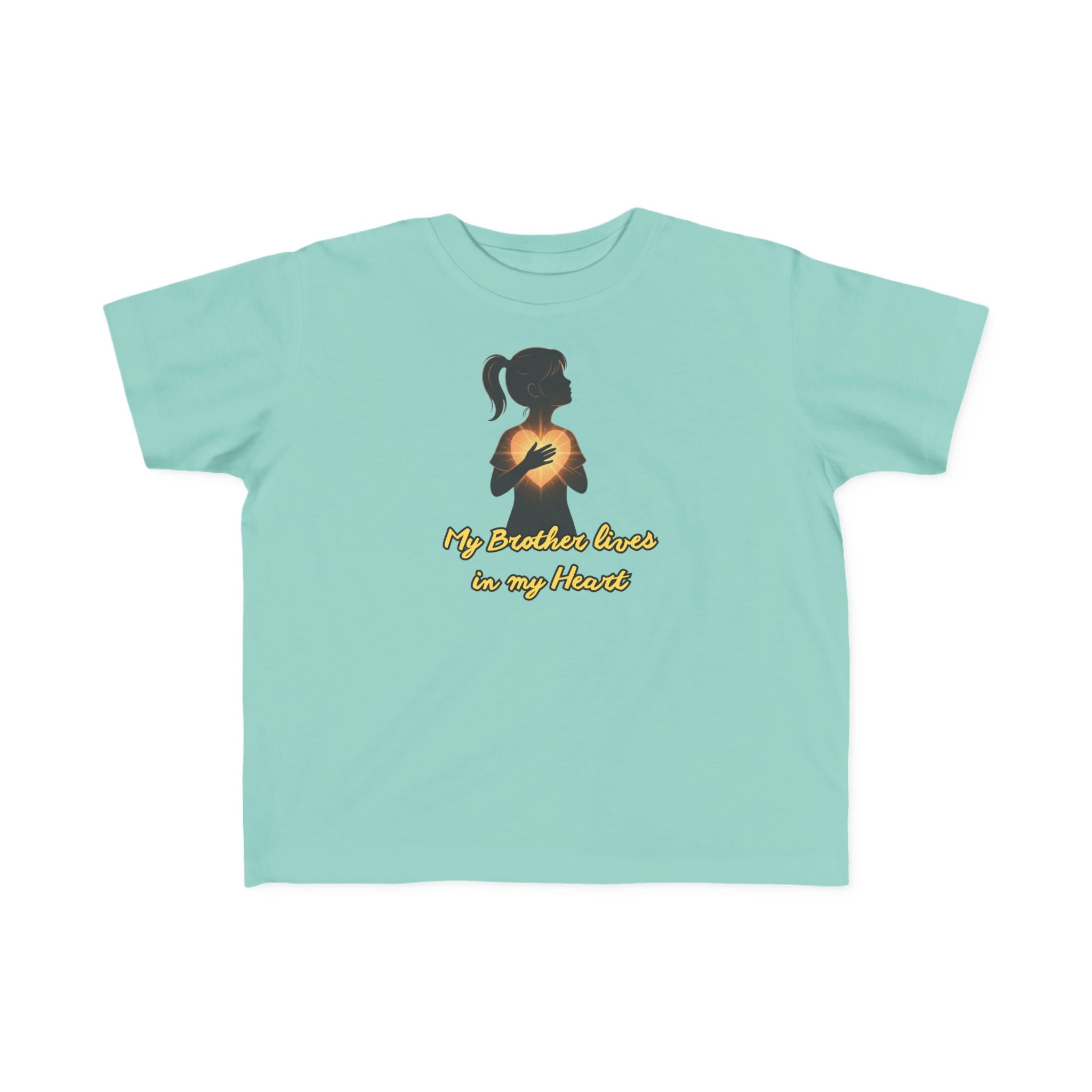 My Brother Lives in my Heart Toddler Tee |Dark Silhouette Girl Glowing Heart