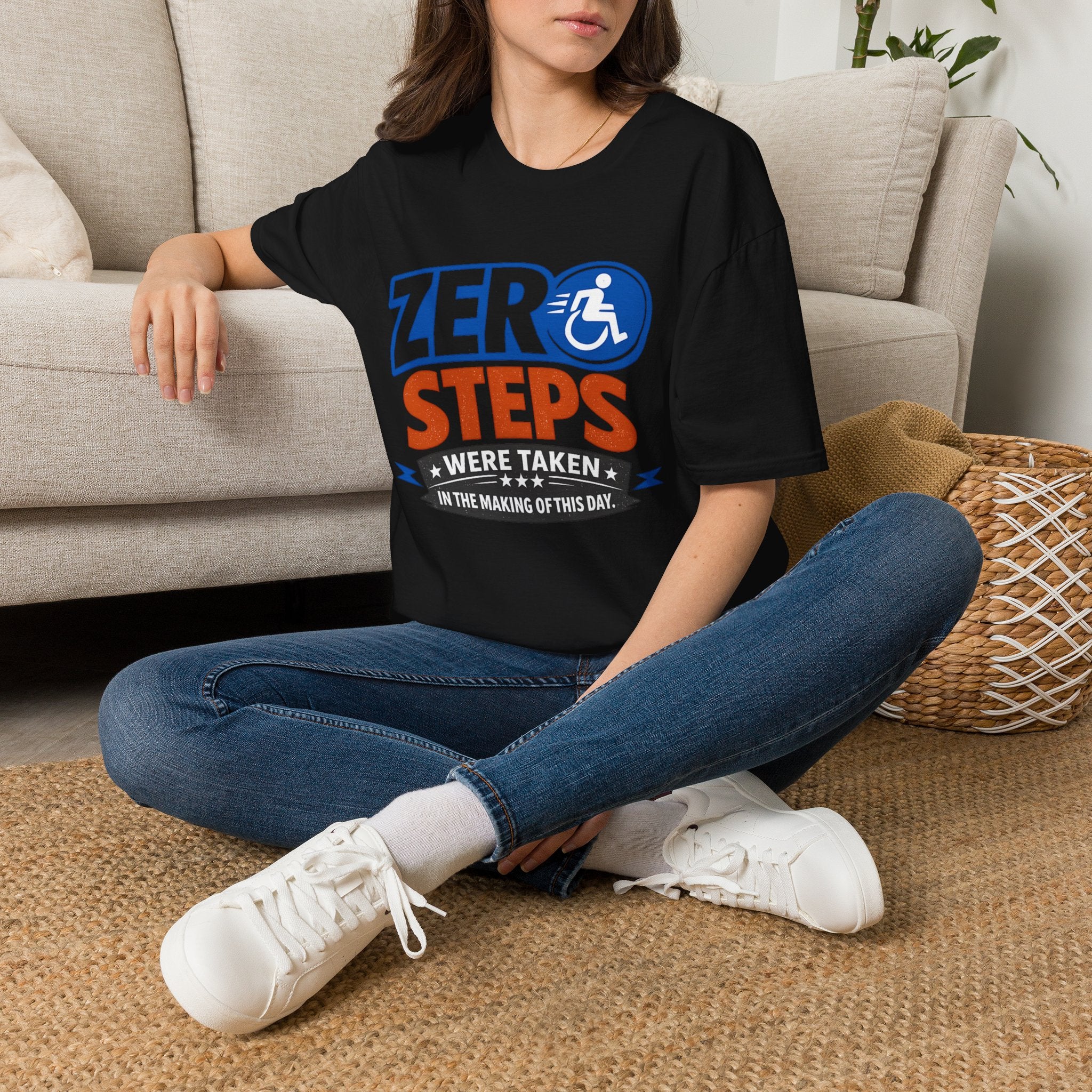 Zero Steps Were Taken T-Shirt | Wheelchair Accessibility Graphic Tee