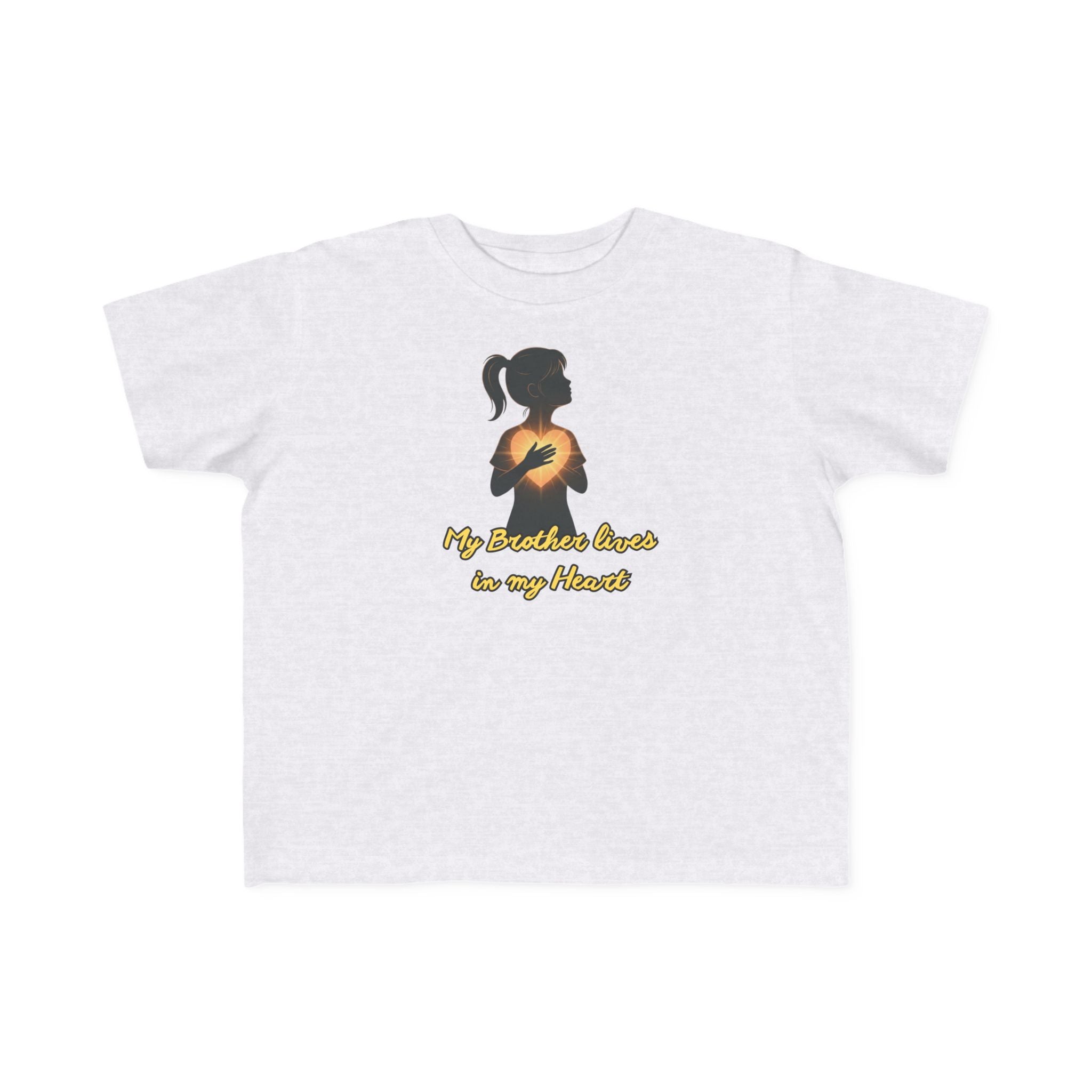 My Brother Lives in my Heart Toddler Tee |Dark Silhouette Girl Glowing Heart