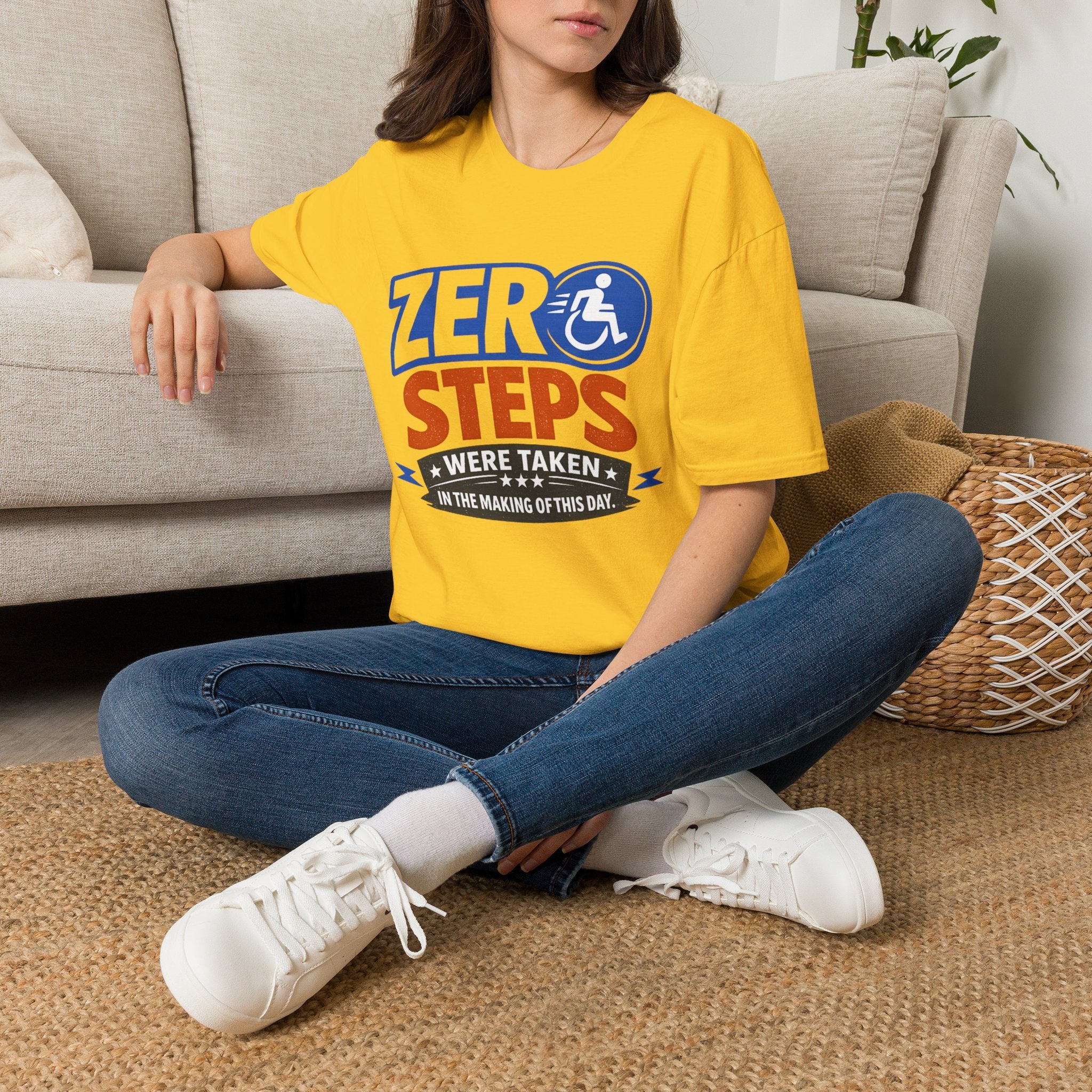 Zero Steps Were Taken T-Shirt | Wheelchair Accessibility Graphic Tee