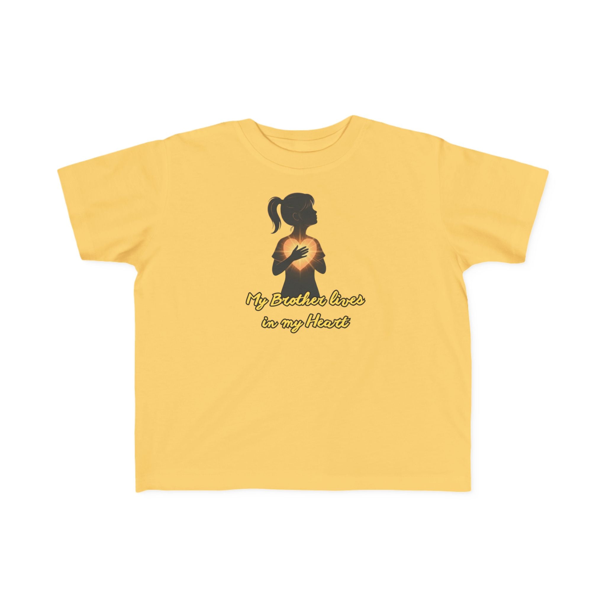 My Brother Lives in my Heart Toddler Tee |Dark Silhouette Girl Glowing Heart