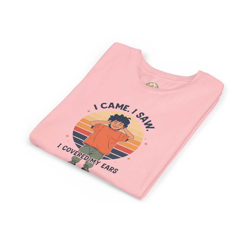I Came I Saw I Covered My Ears T-Shirt | Kid Retro Sunset Graphic Tee