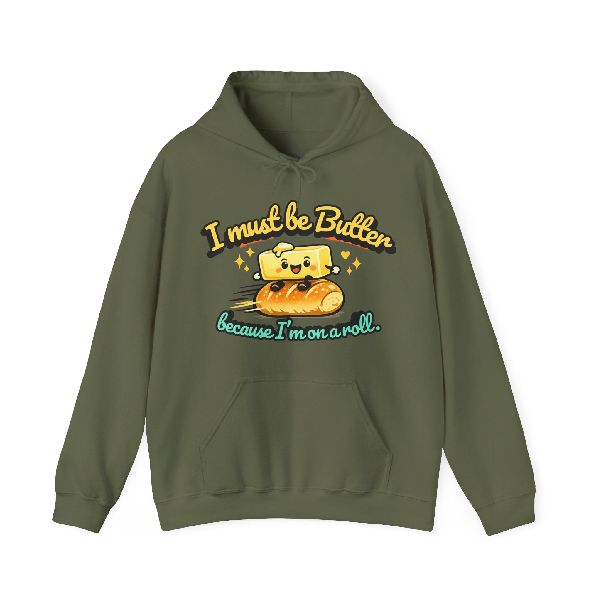 I Must Be Butter because Im on a Roll Hoodie | Cute Butter Illustration