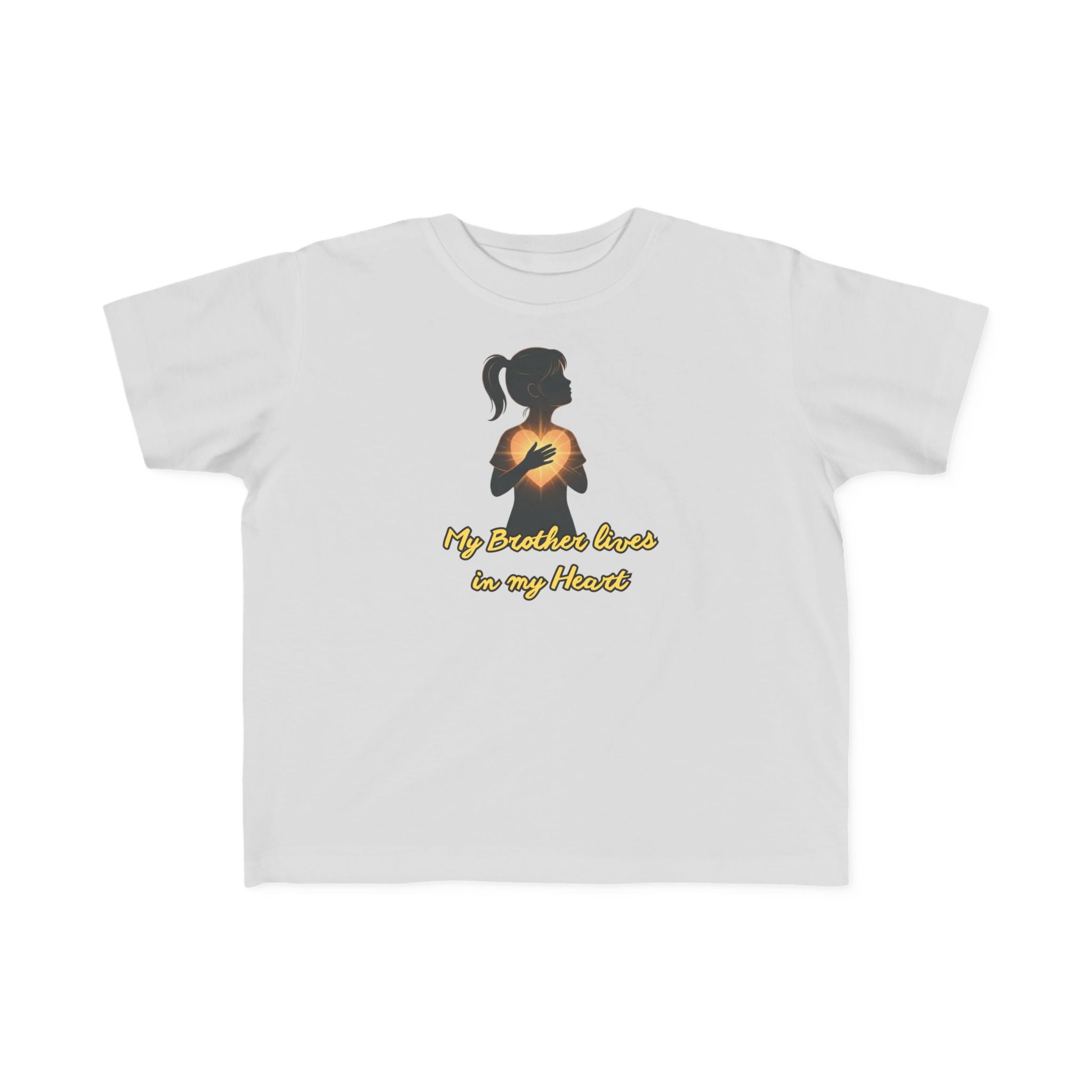 My Brother Lives in my Heart Toddler Tee |Dark Silhouette Girl Glowing Heart