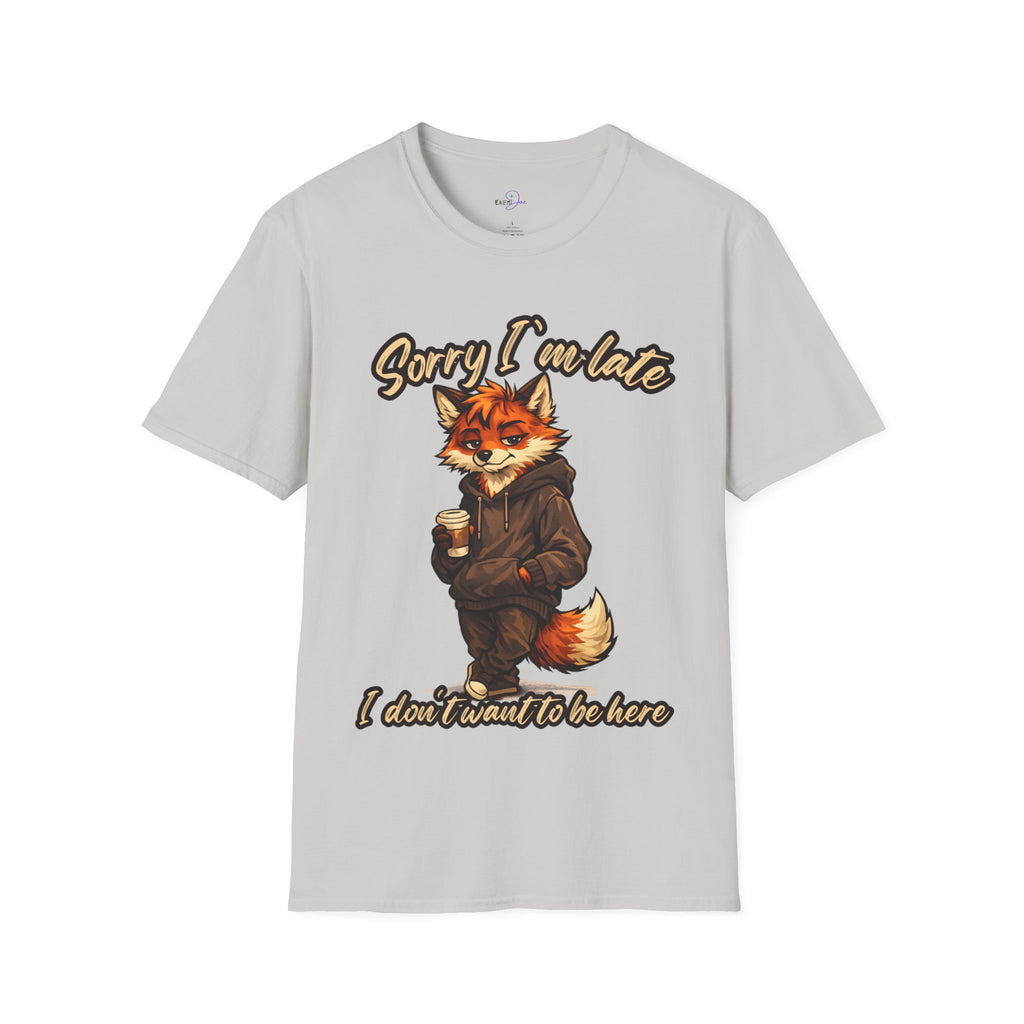 Sorry I'm Late I don't want to be here Cartoon Fox Graphic T-Shirt | Fox Illustration