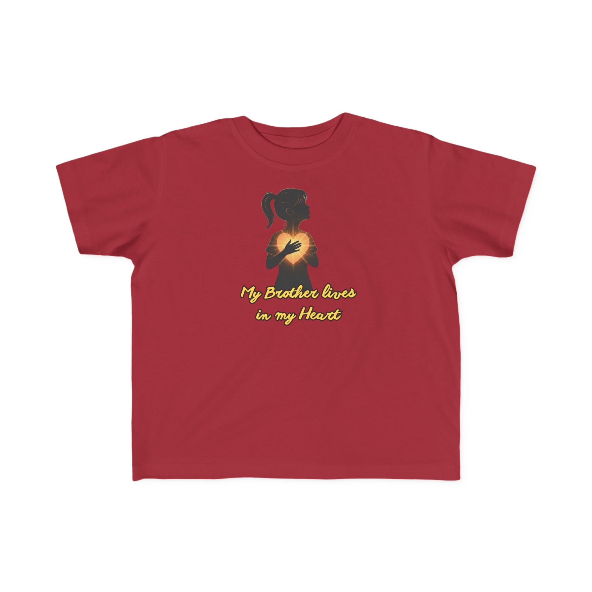 My Brother Lives in my Heart Toddler Tee |Dark Silhouette Girl Glowing Heart