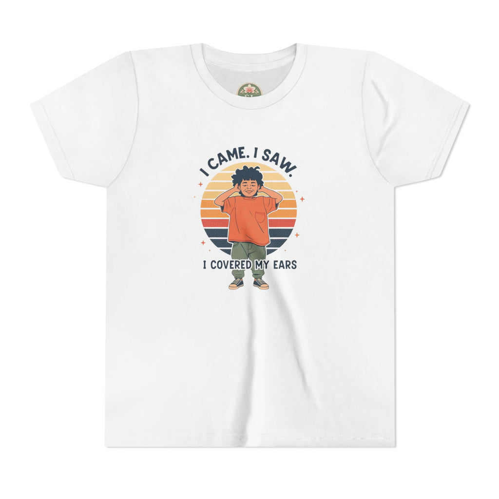 I Came I Saw I Covered My Ears T-Shirt | Kid Retro Sunset Graphic Tee