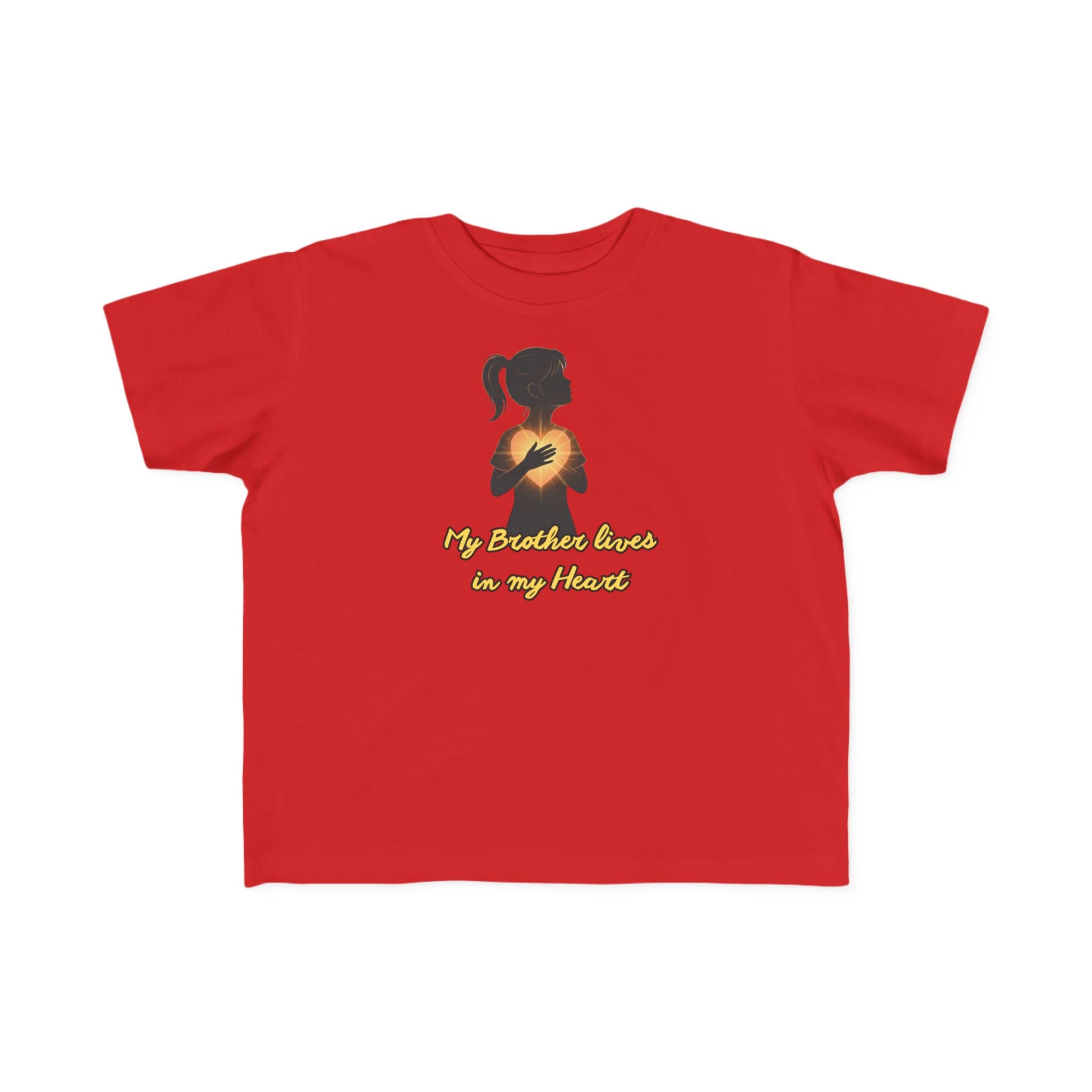 My Brother Lives in my Heart Toddler Tee |Dark Silhouette Girl Glowing Heart