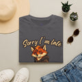 Sorry I'm Late I don't want to be here Cartoon Fox Graphic T-Shirt | Fox Illustration