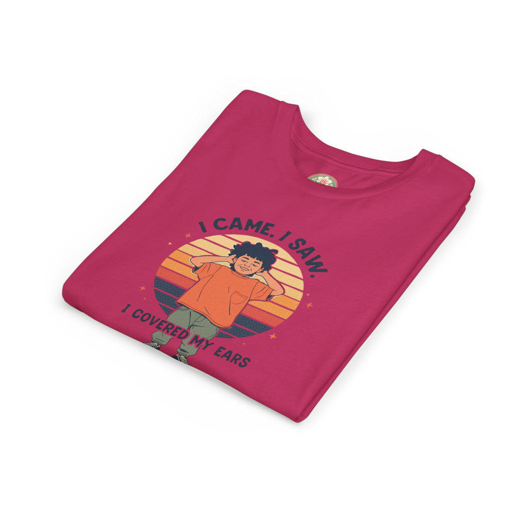 I Came I Saw I Covered My Ears T-Shirt | Kid Retro Sunset Graphic Tee